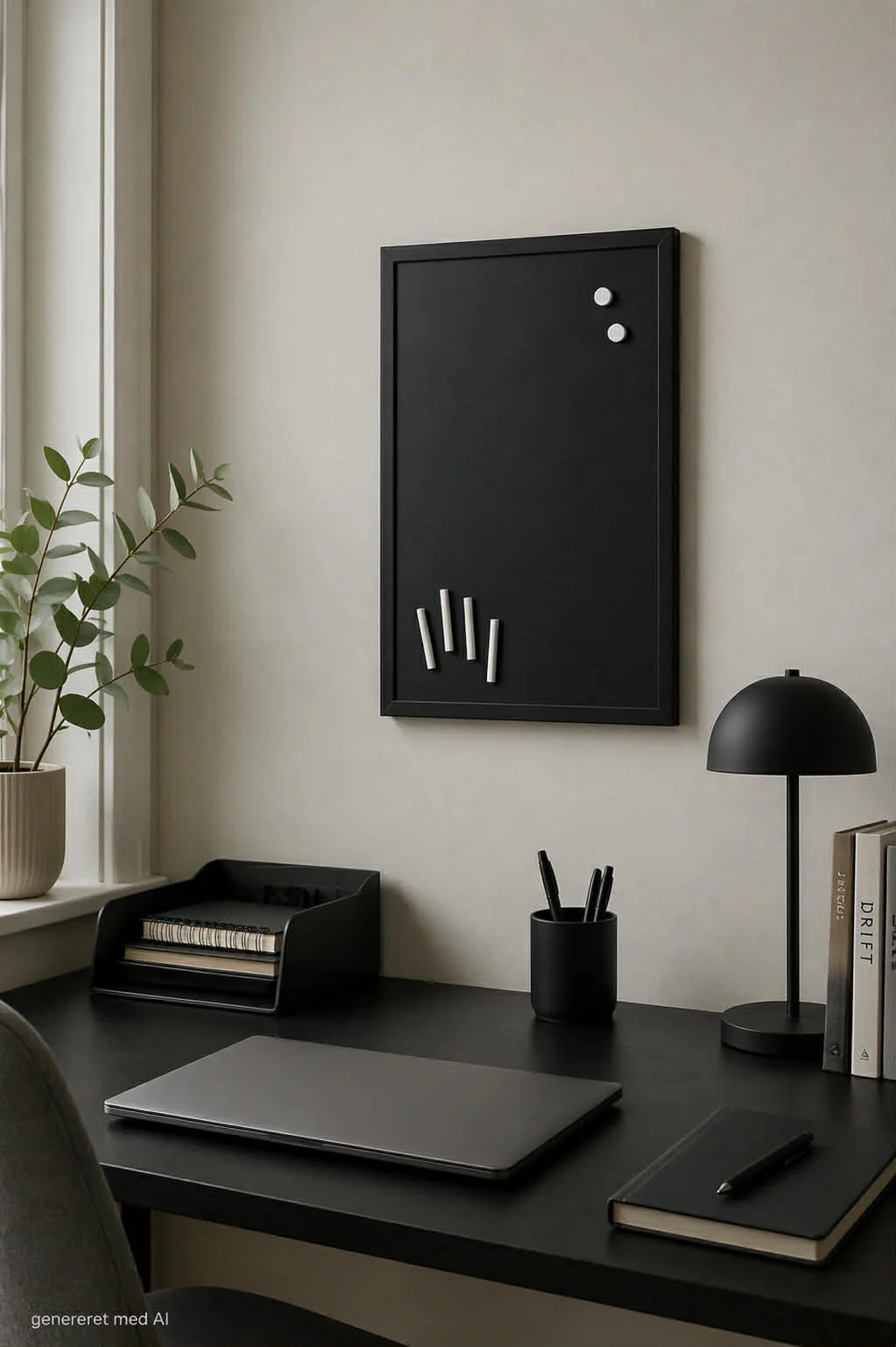 Magnetisk krittavle svart ramme, 40 x 60 cm.