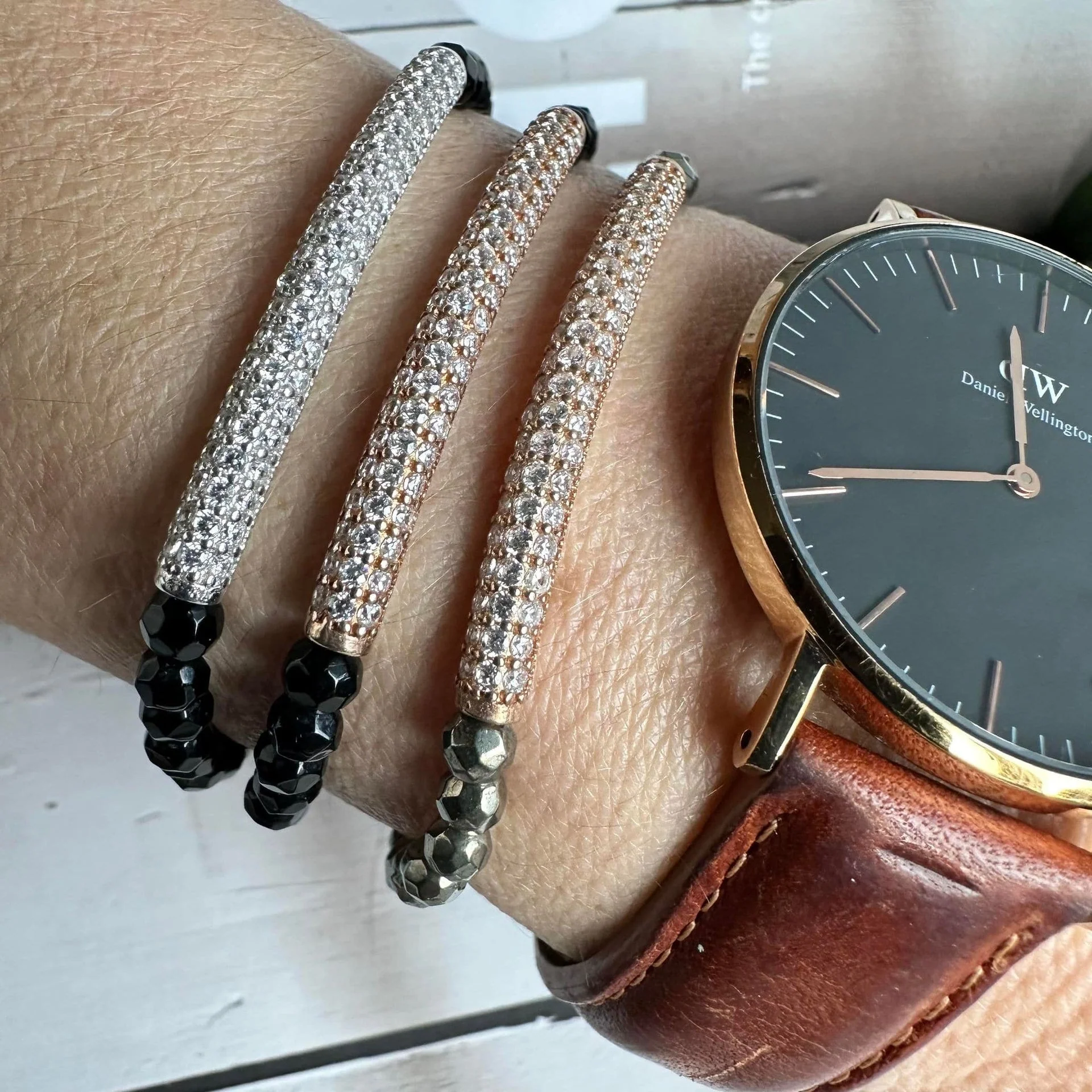 Armbånd Maja ONYX m. forgylt sterling sølv - Image 5
