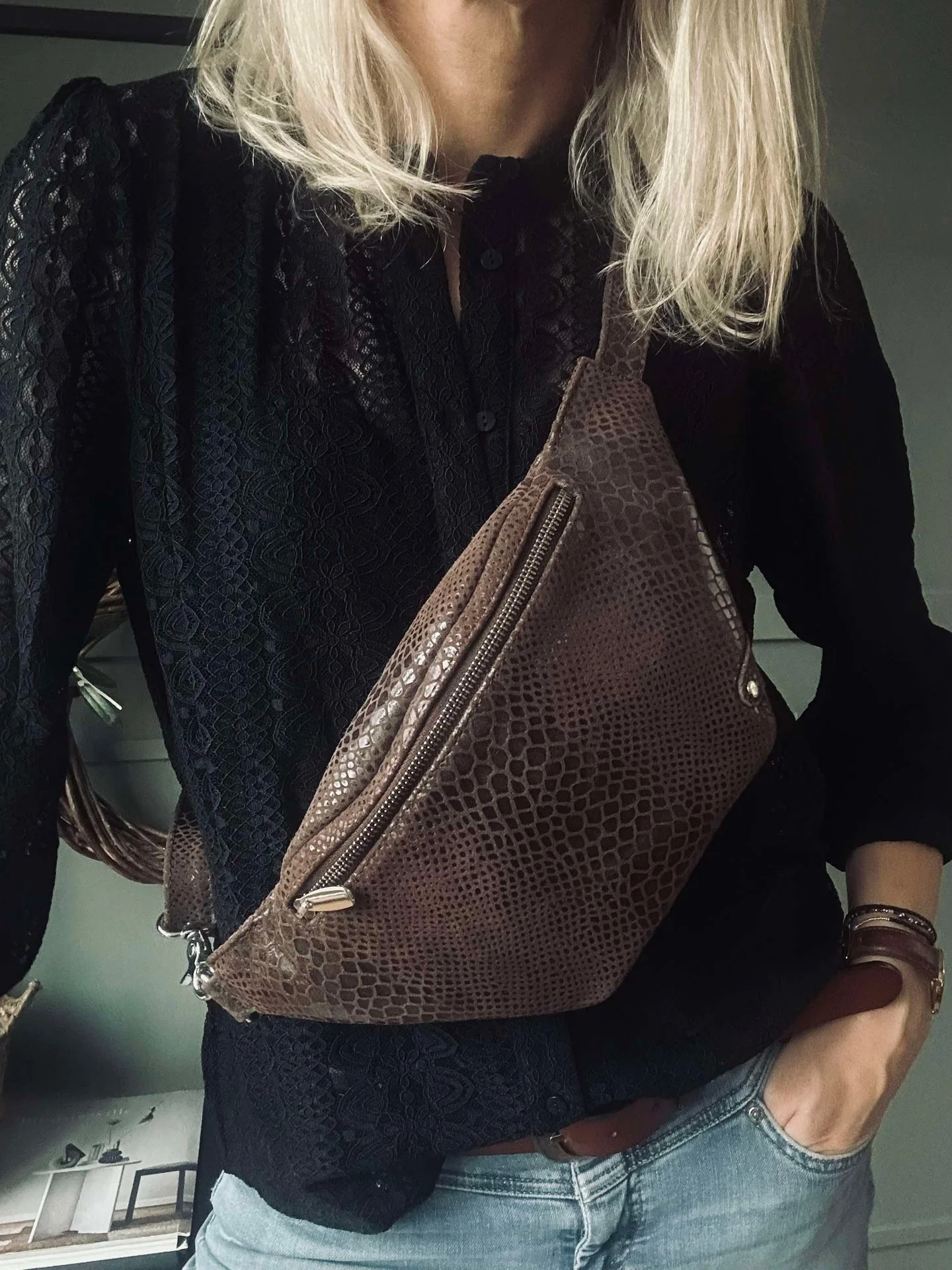 Bumbag Aura Brun Croco - Image 4