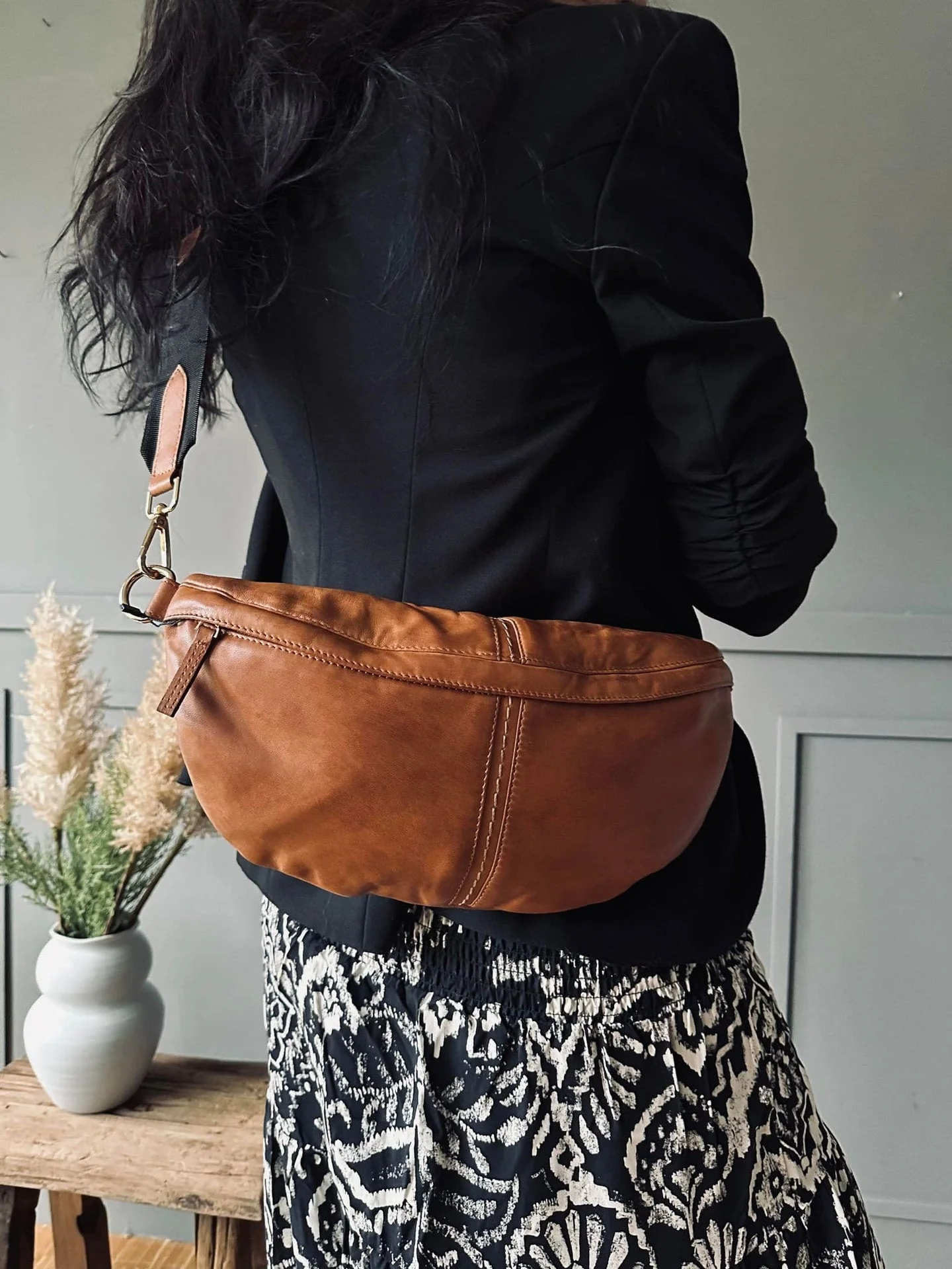 Bumbag m. kontrast – XL Cognac - Image 2