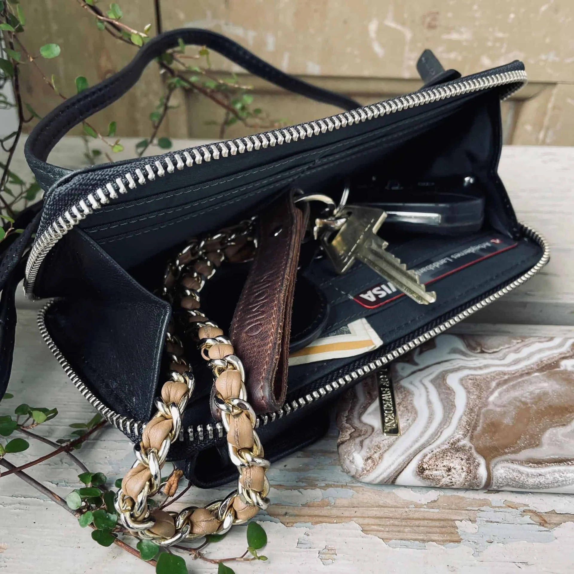 Mobil crossbody FREJA, svart - Svart skinn - Image 3