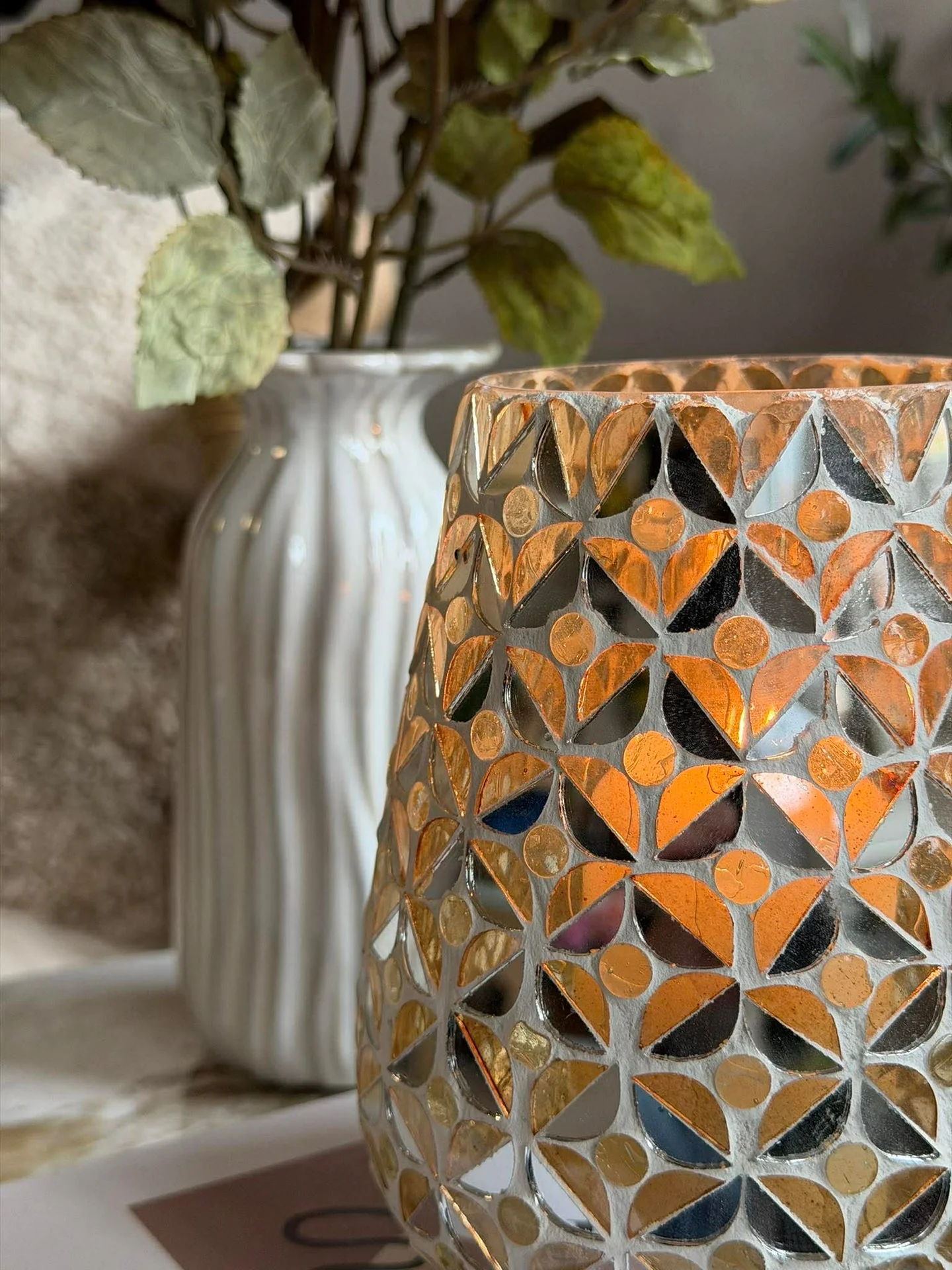 Mosaikk-lysestake i glass til telys - Image 2