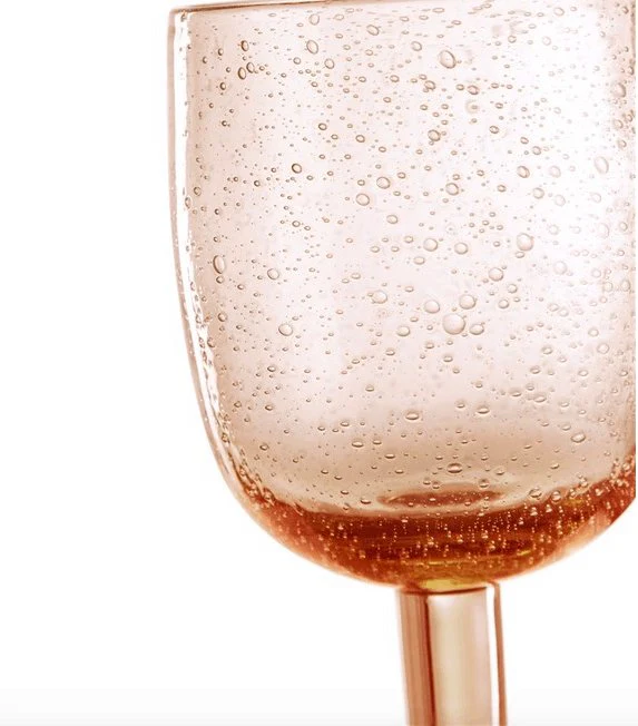 Munnblåst vinglass med bobler - MISTY CORAL - Image 3