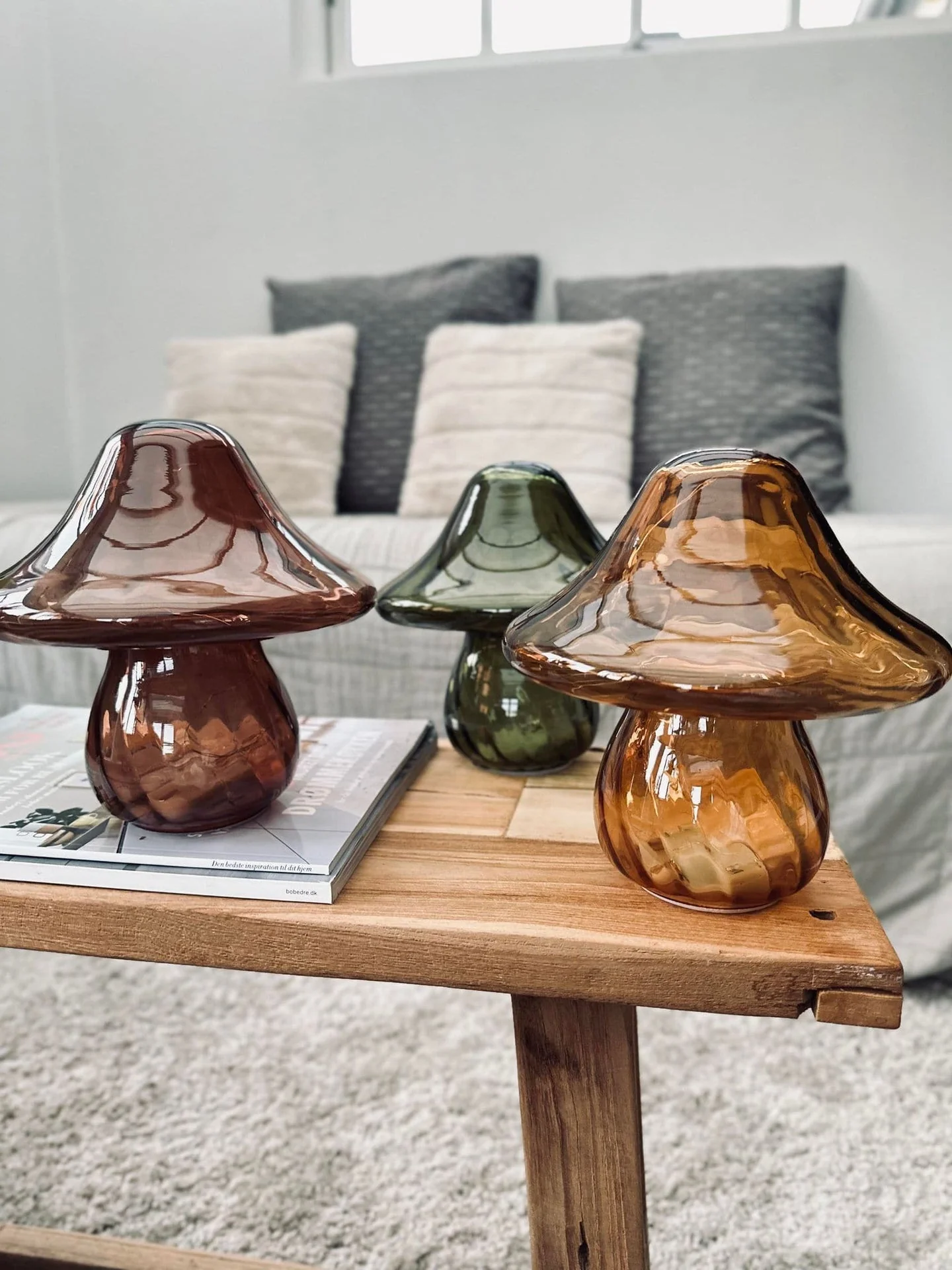MUSHROOM lampe med LED 18 cm – Cognac - Image 4