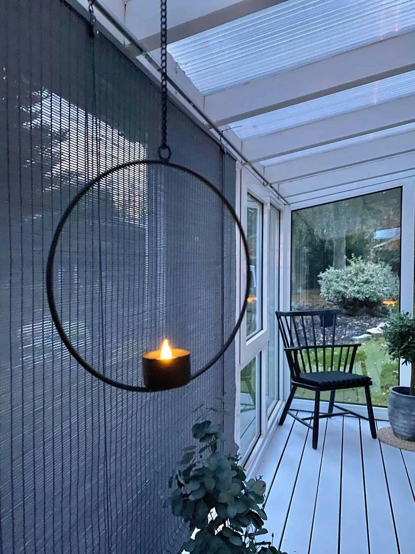 Sirkeloppheng til telys - Svart Ø20