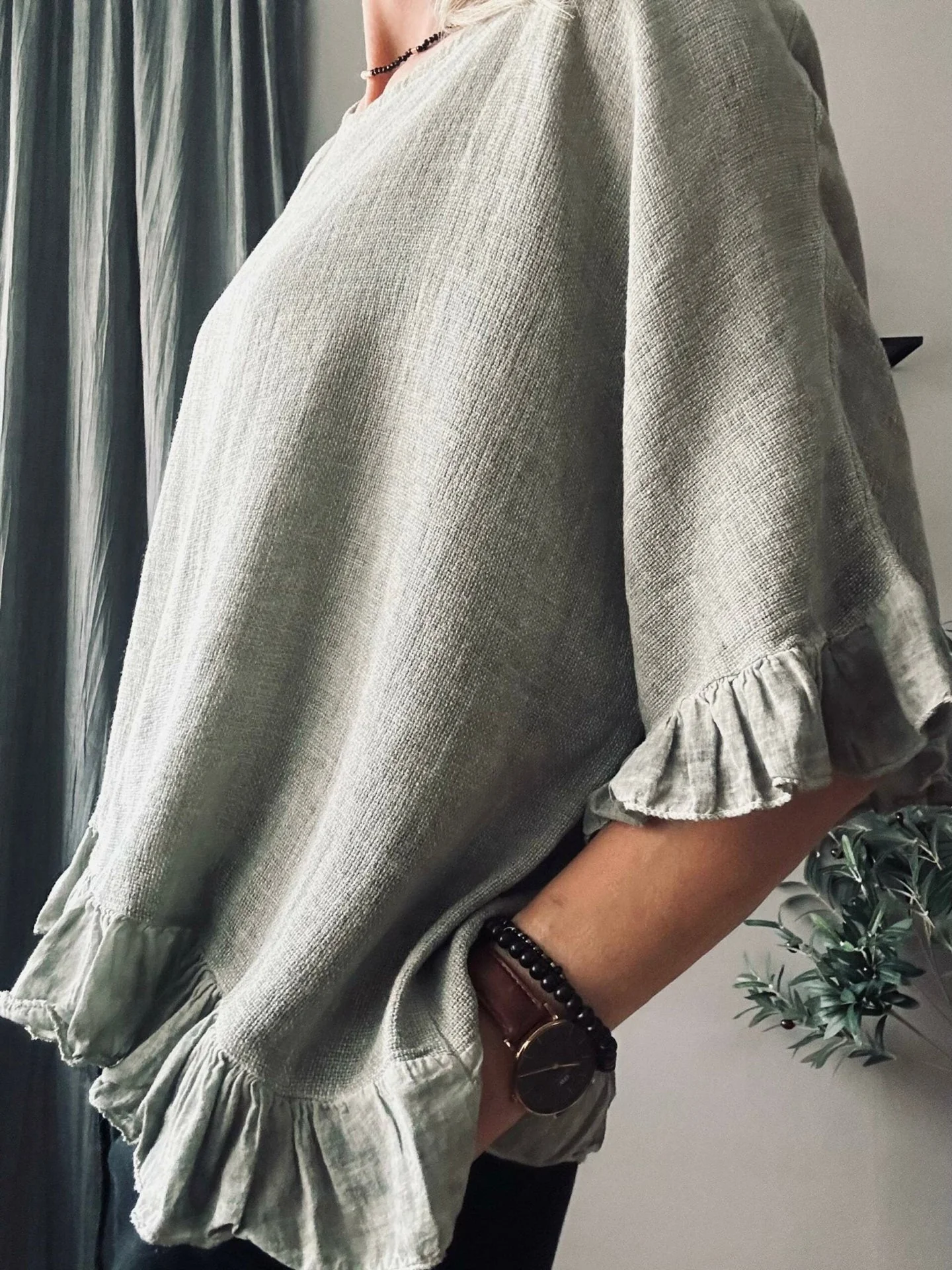 Bluse Olivia linmix kaki - Image 5
