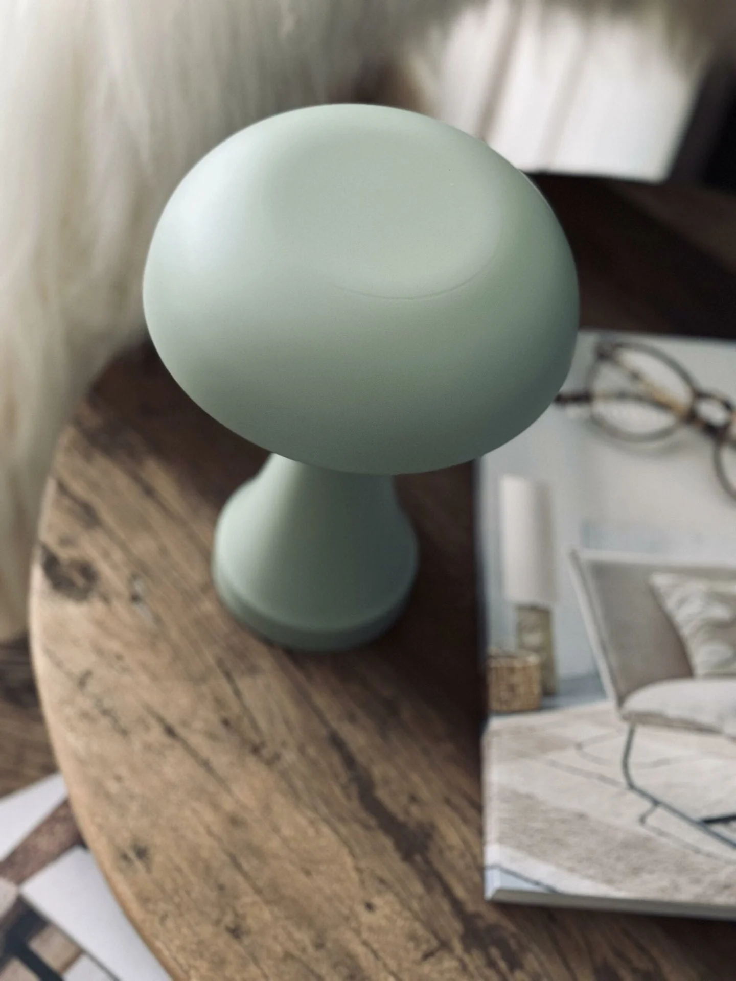 Bordlampe oppladbar – Mushroom Dusty green - Image 2