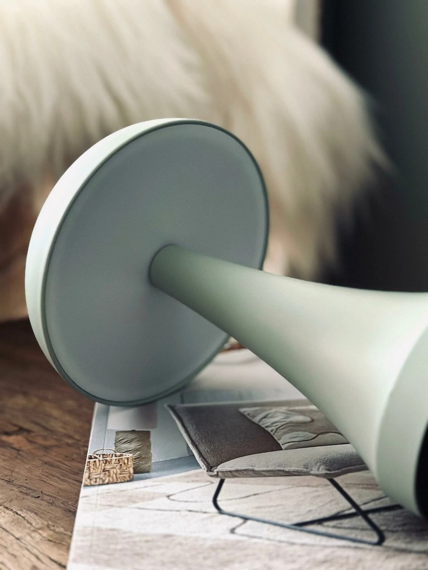 Bordlampe oppladbar – Mushroom Dusty green - Image 6