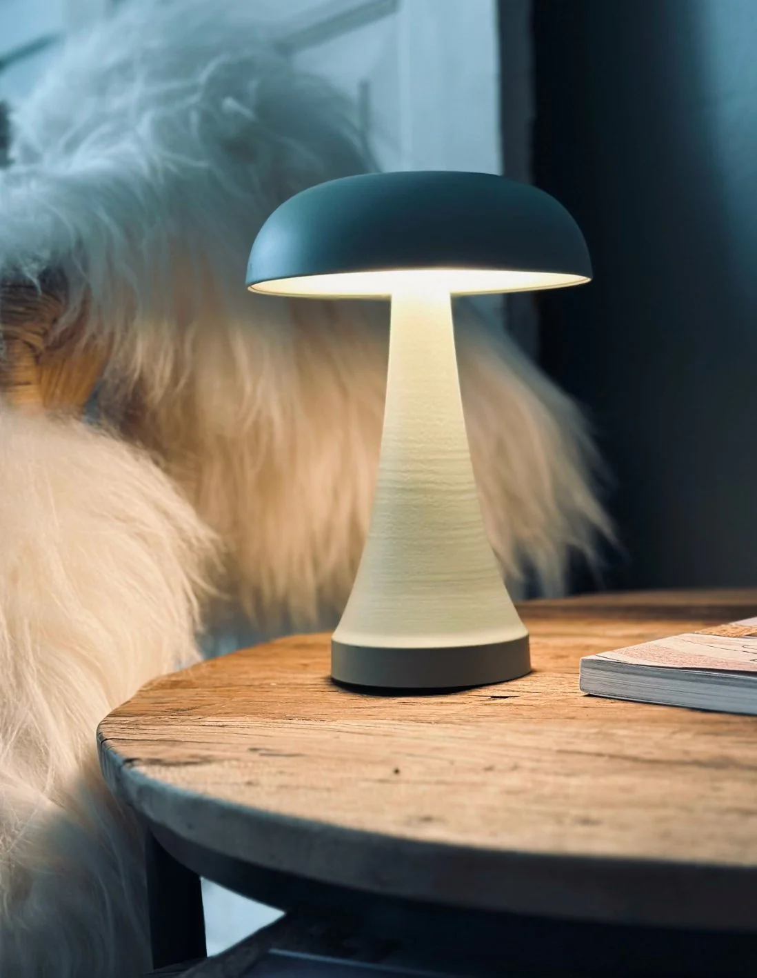 Bordlampe oppladbar – Mushroom Dusty green - Image 8