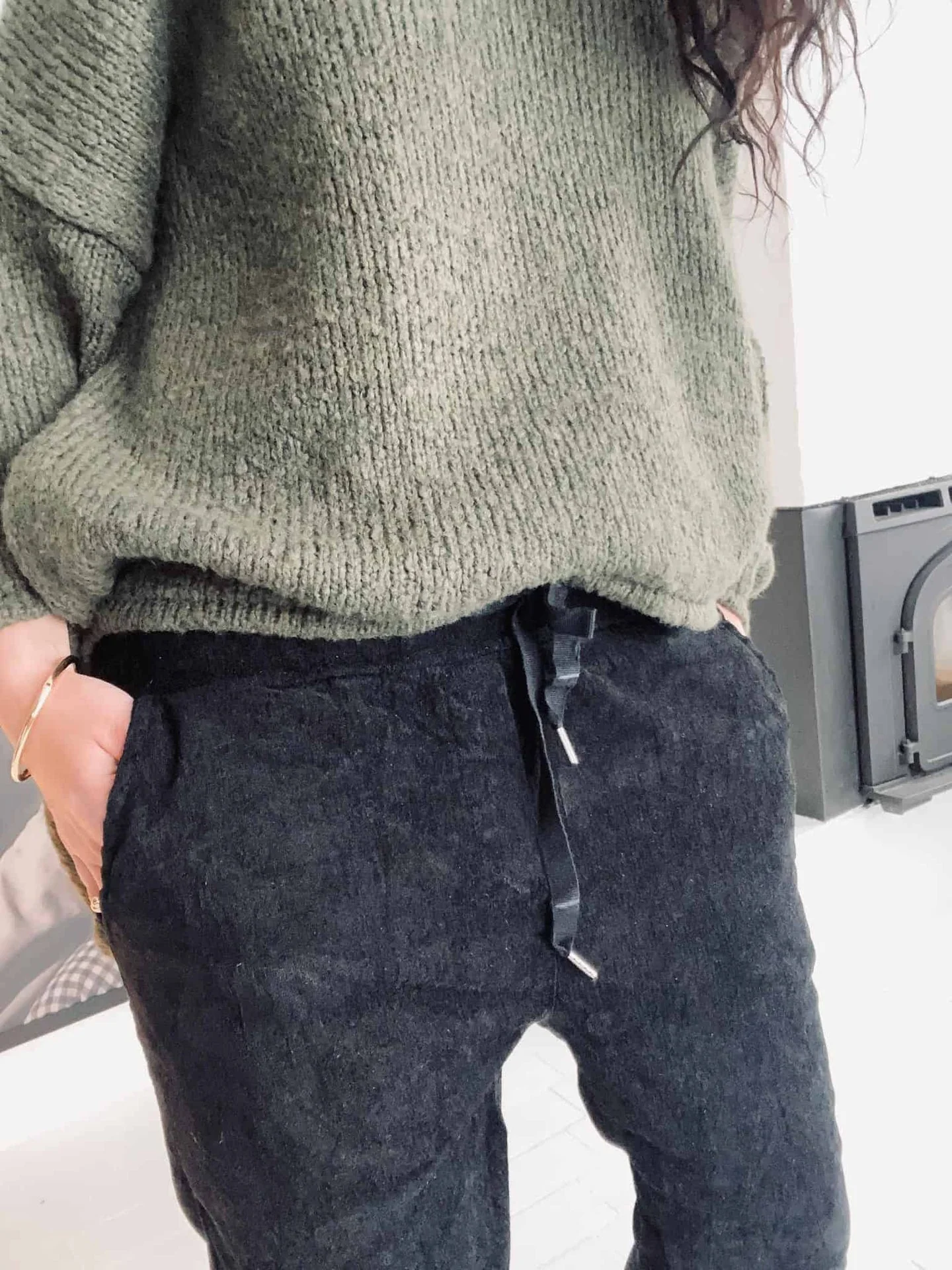 Oversize strikk Nilla – Army - Image 4