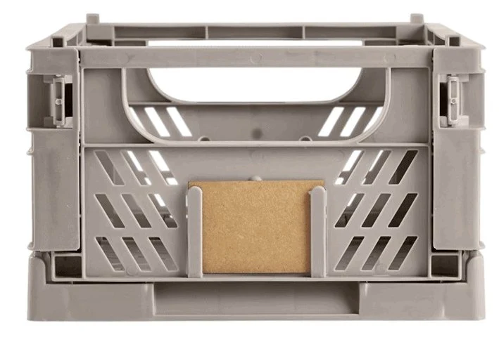 Sammenleggbar kasse med etikett – Stor – LIGHT GREY - Image 2