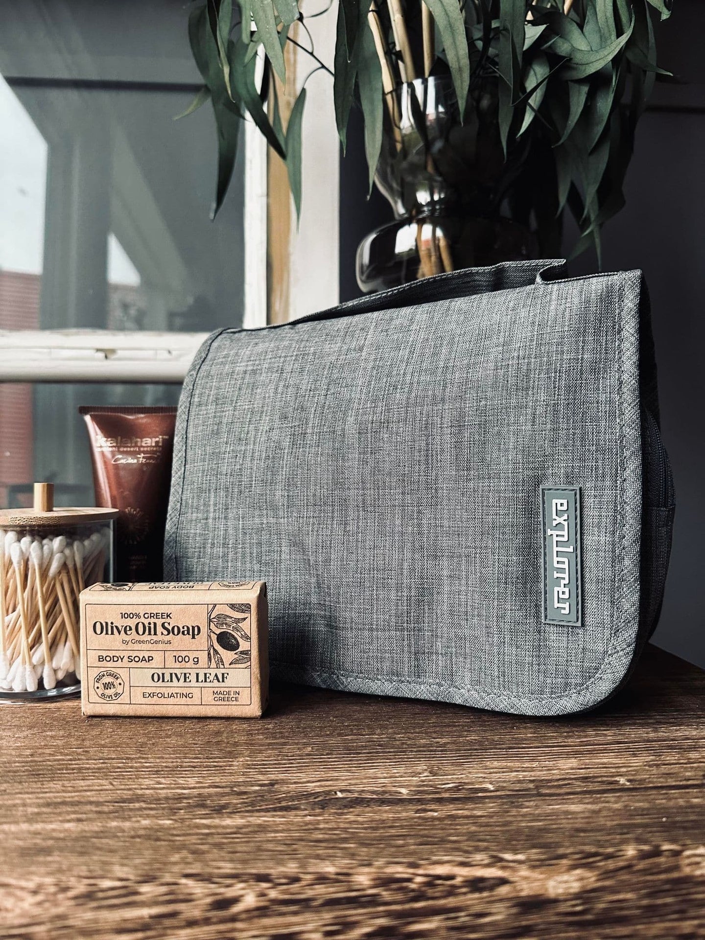 Foldbar toalettveske – Grå nylon