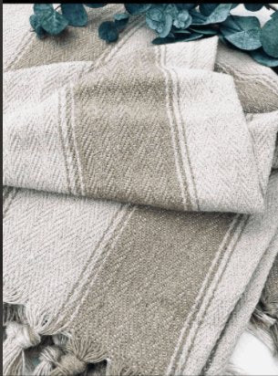Sengeteppe – kaffe latte/ m. bred stripe 160×200 - Image 4