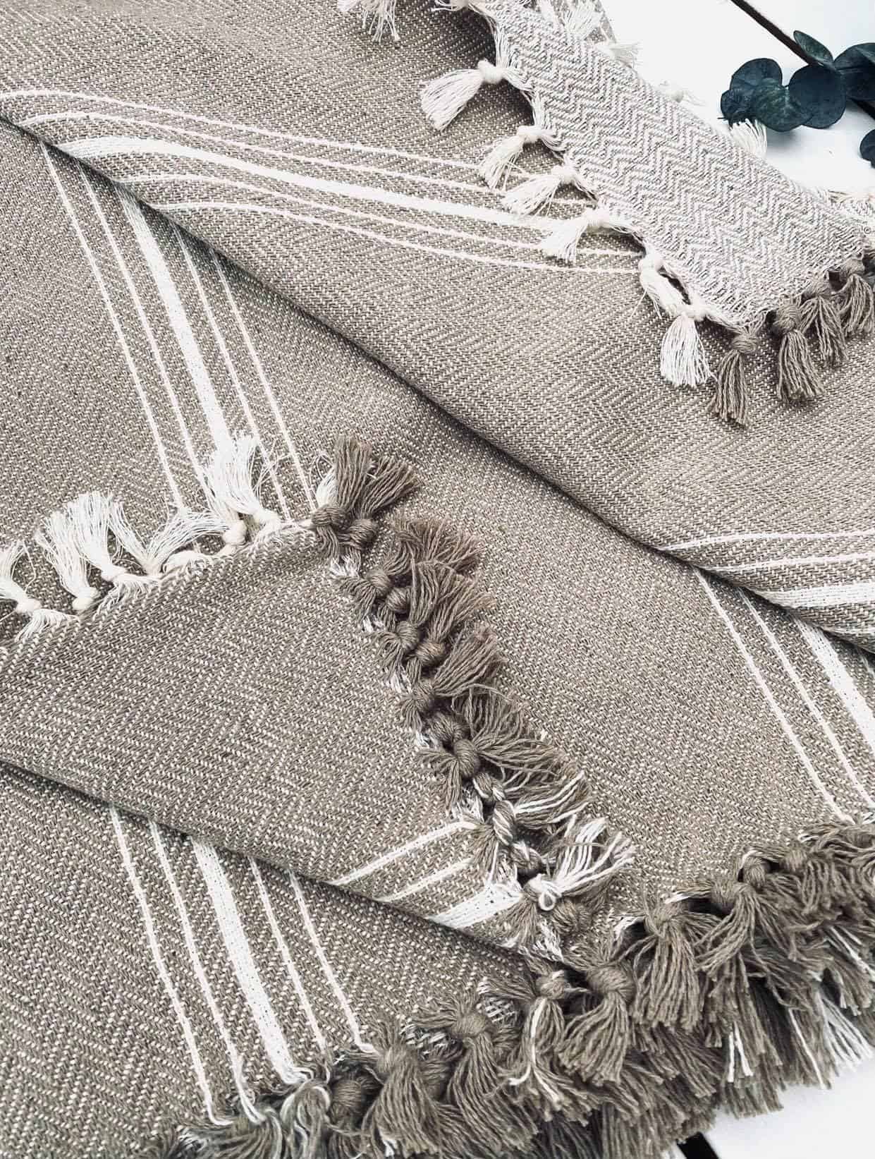 Sengeteppe - kaffe latte/ m. smal stripe 160x200 - Image 2