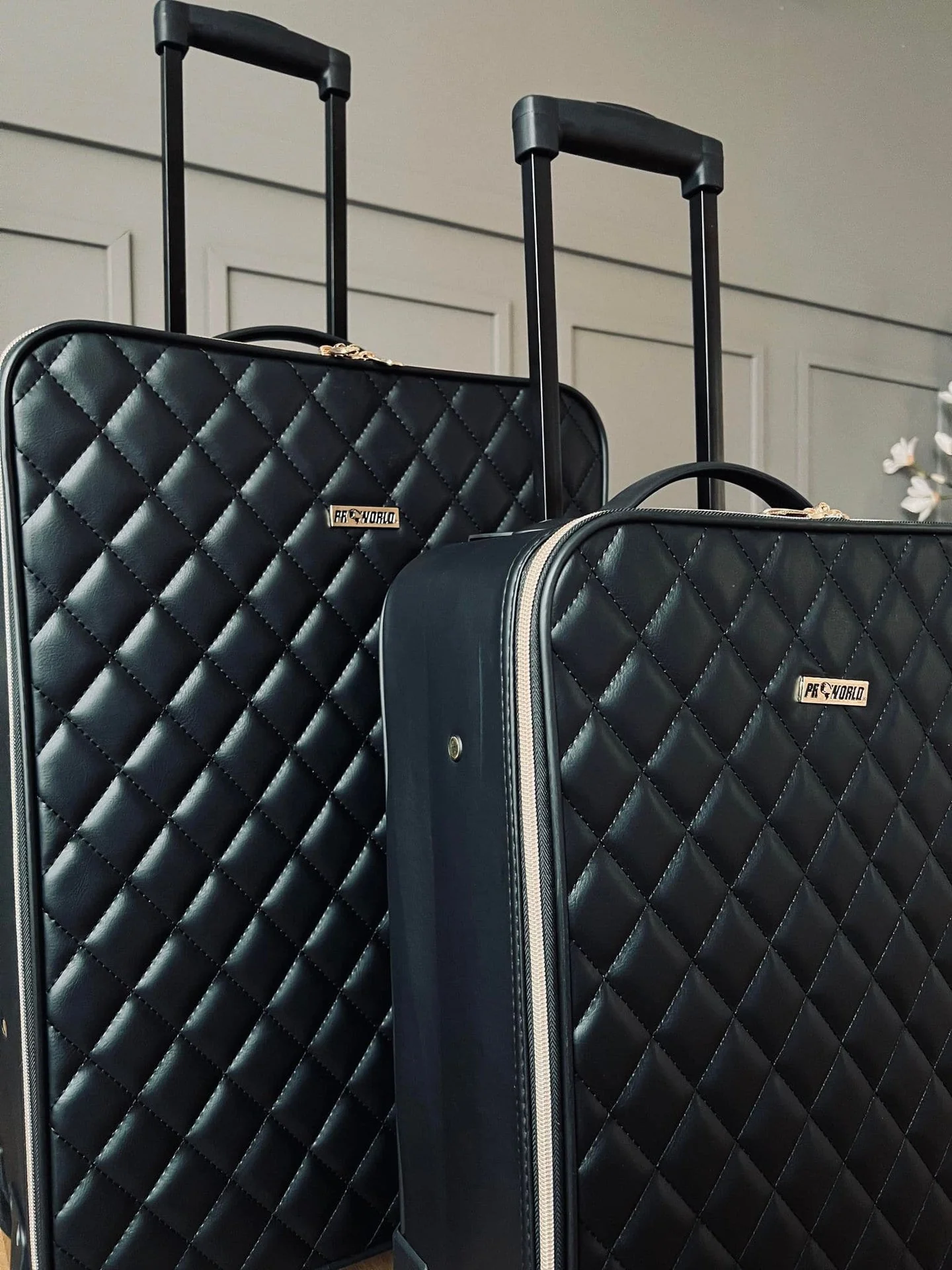Koffertsett med 2 stk - Black Quilted - Image 2
