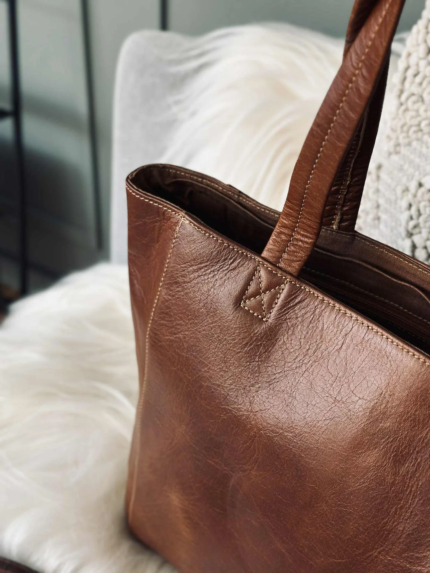 Shopper Anna cognac leather - Image 3