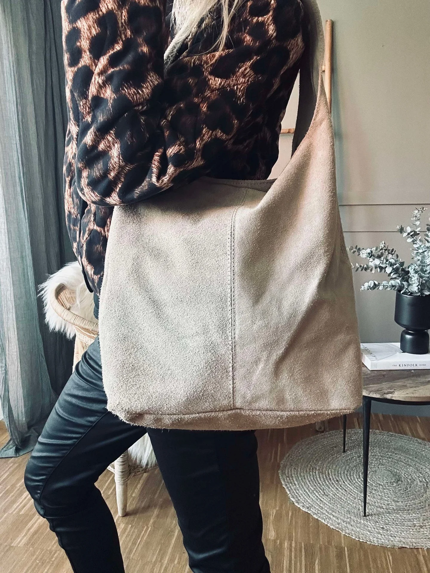 Shopper Beige Semsket skinn - Image 2