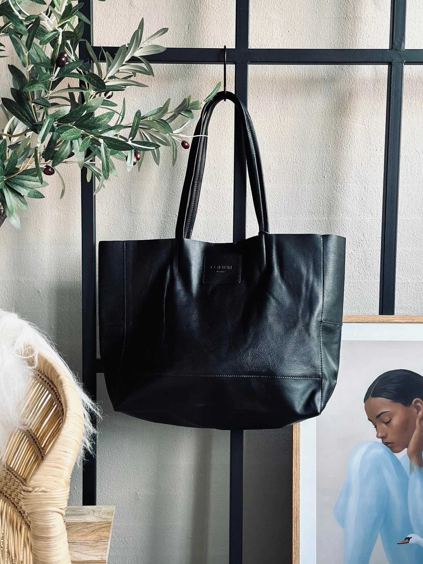 Shopper Daily i mykt skinn - Black