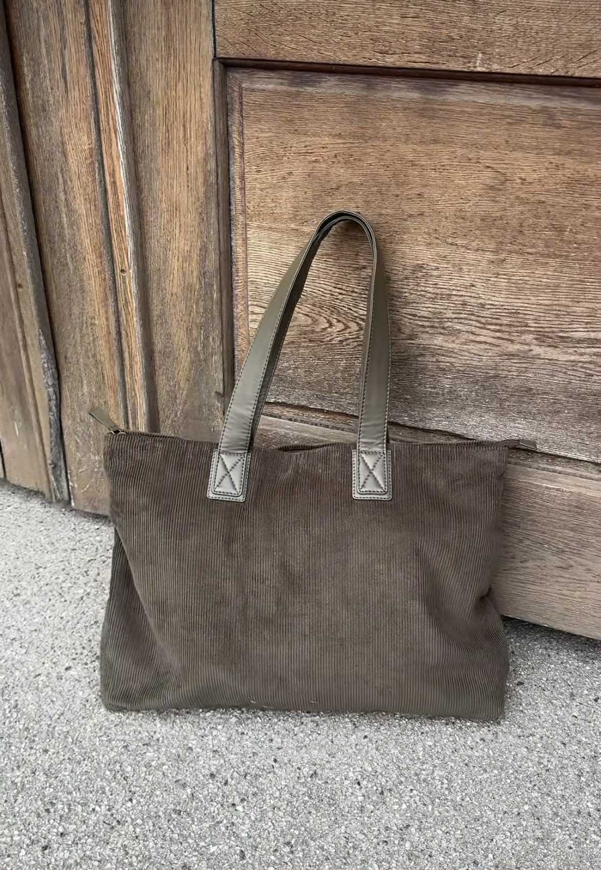 Shopper Fløyel - Army