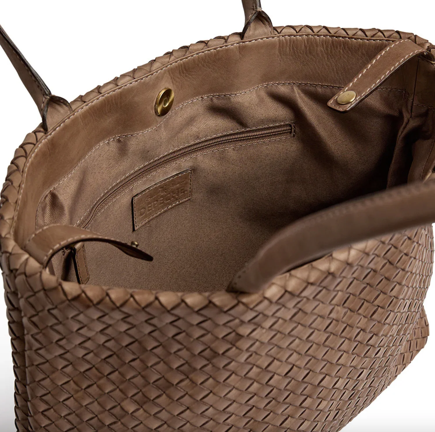 Shopper i flettet skinn - Dark taupe - Image 3
