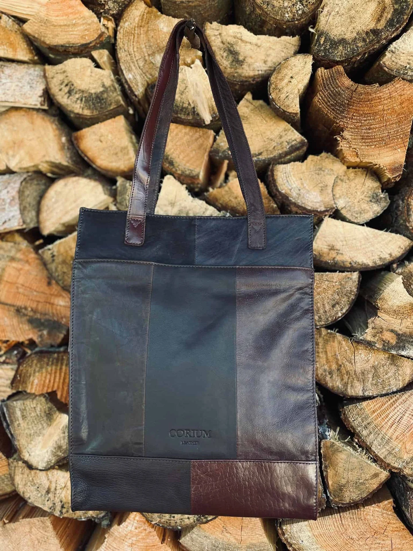 Shopper i kraftig resirkulert lær – Brown - Image 3