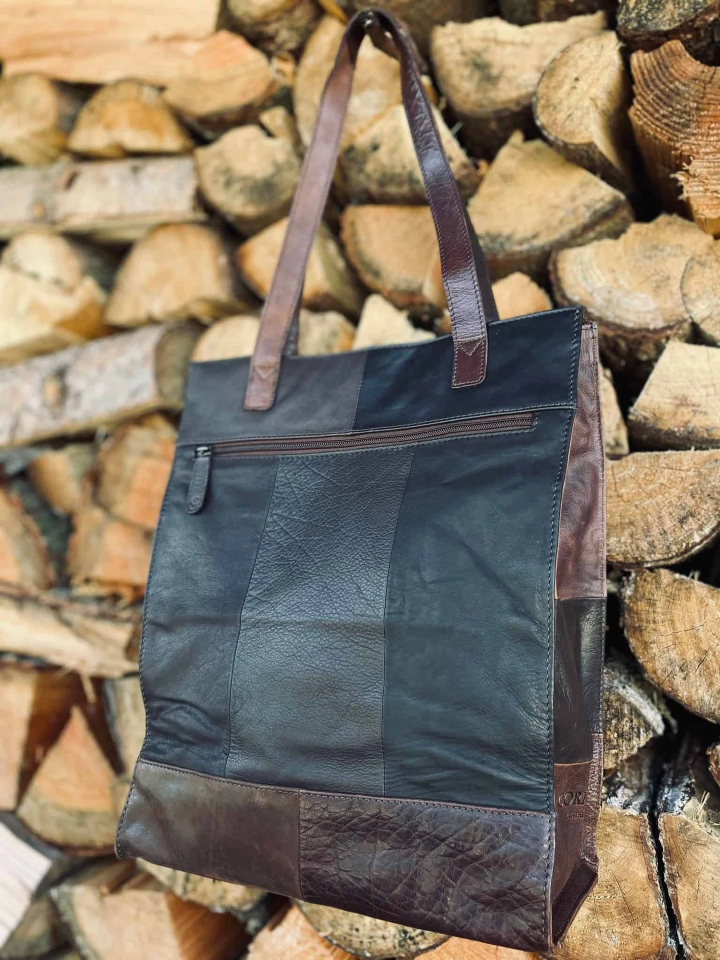 Shopper i kraftig resirkulert lær – Brown - Image 5