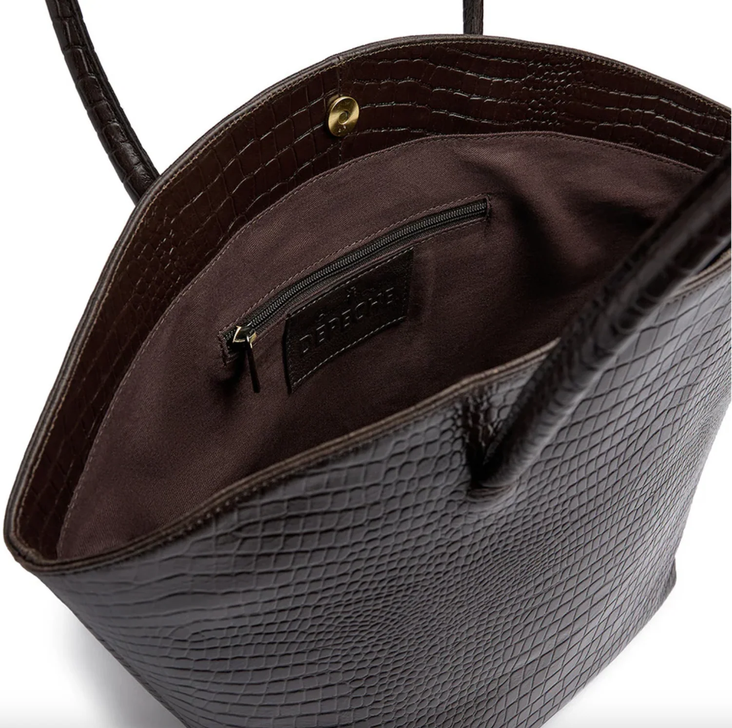 Shopper croco i skinn - Brown - Image 3