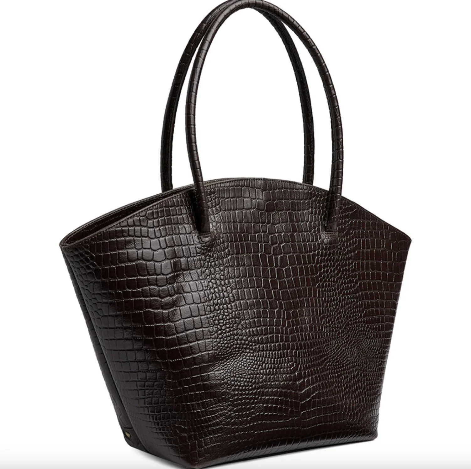 Shopper croco i skinn - Brown - Image 4
