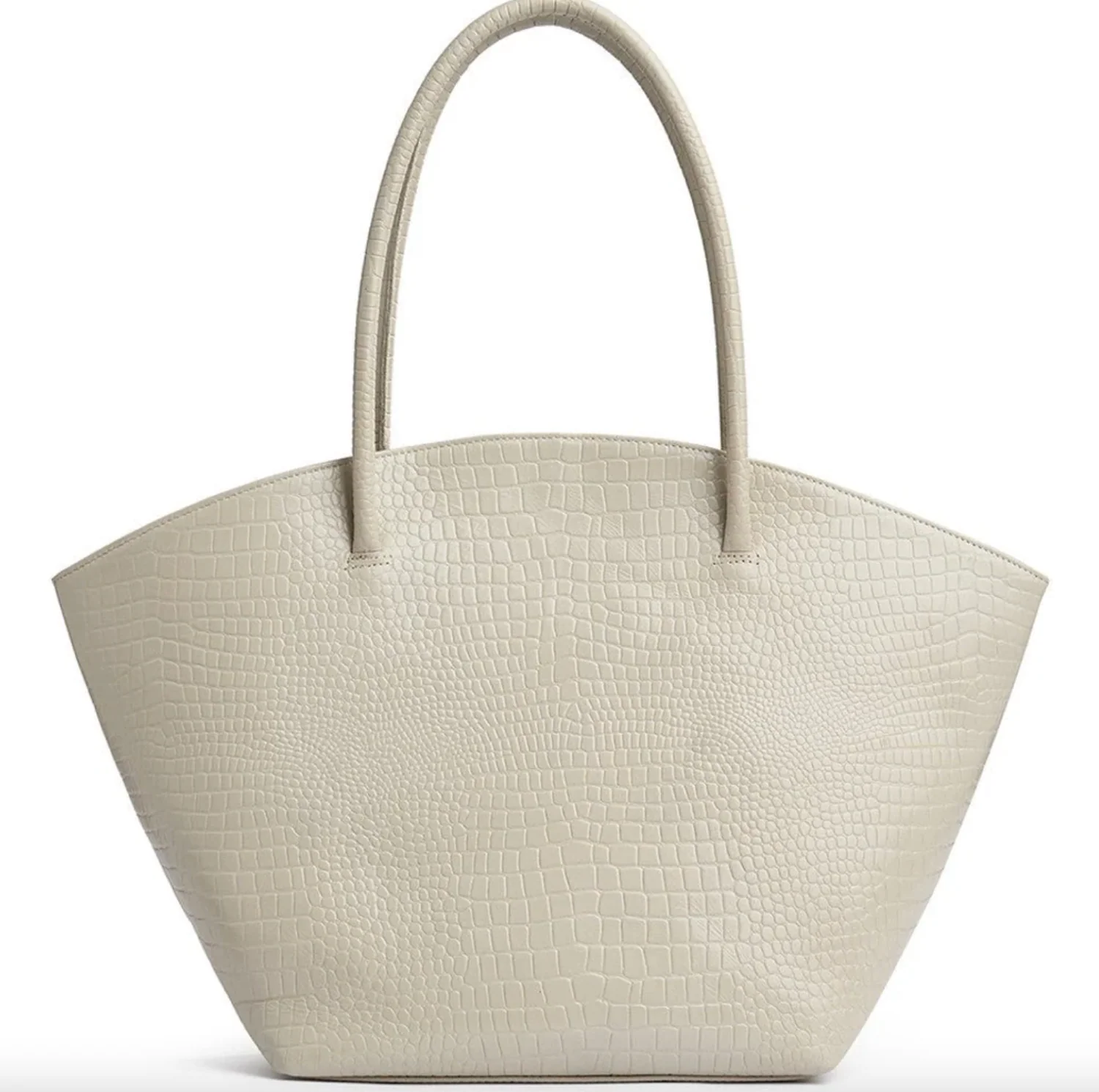 Shopper croco i skinn - Sand