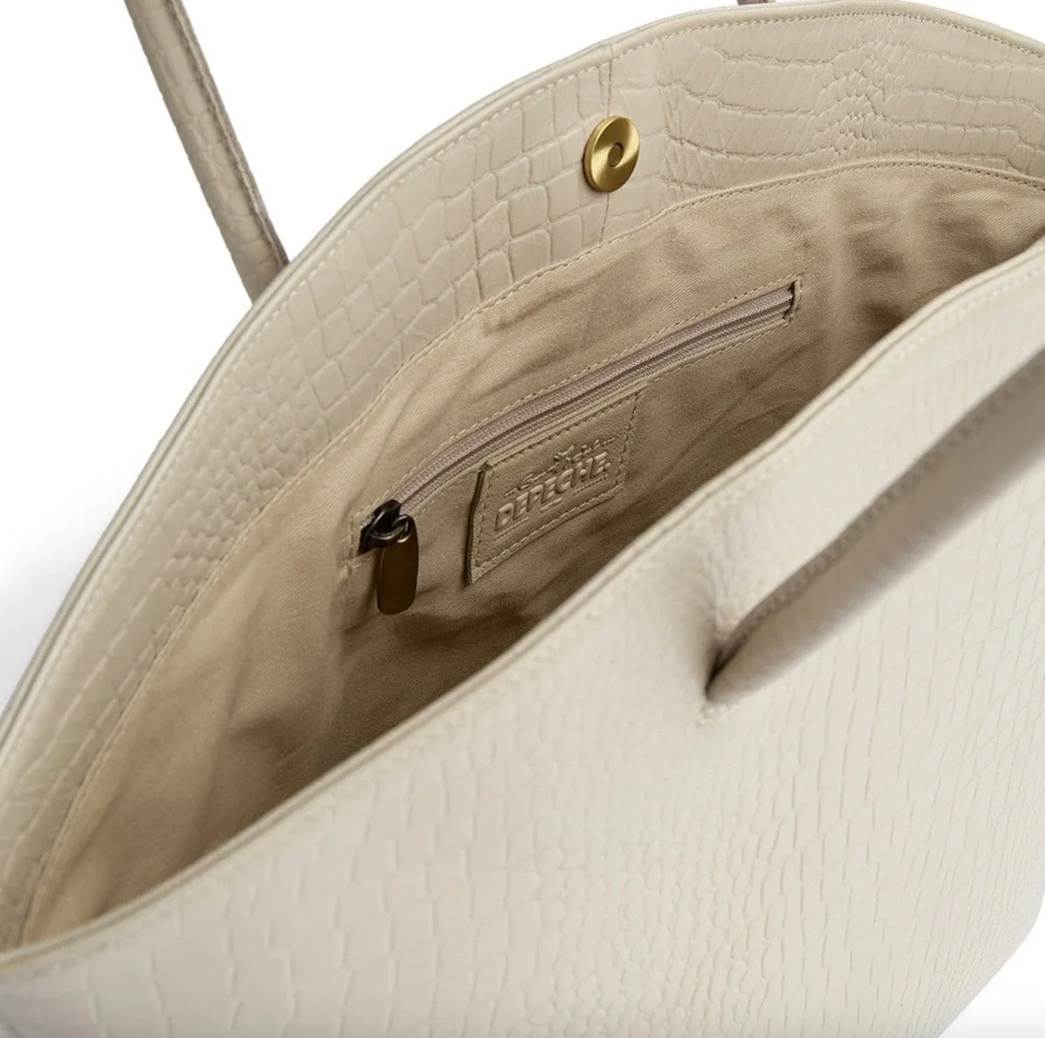Shopper croco i skinn - Sand - Image 3