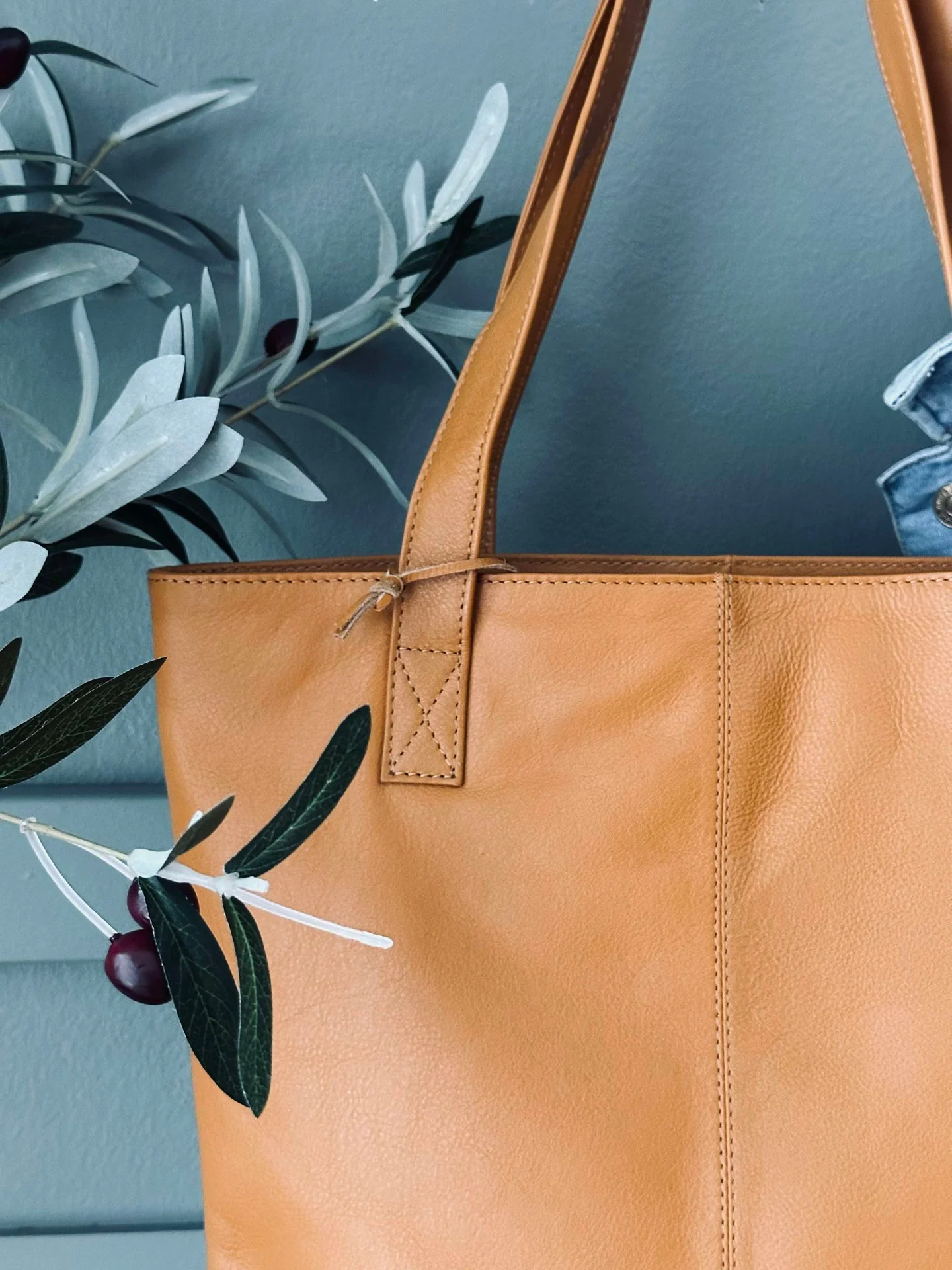 Shopper Marina i mykt skinn - Cognac - Image 2