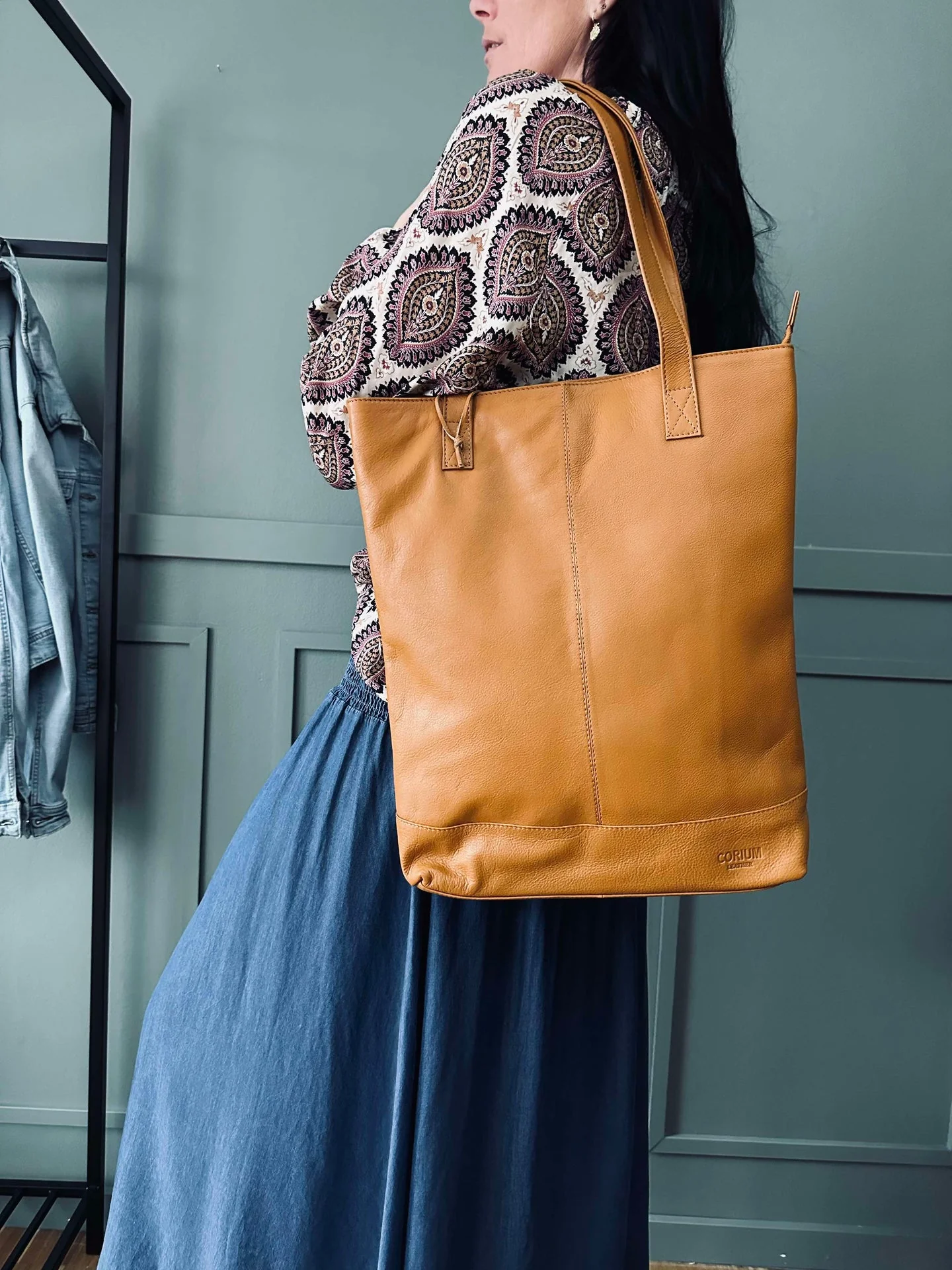 Shopper Marina i mykt skinn - Cognac - Image 5