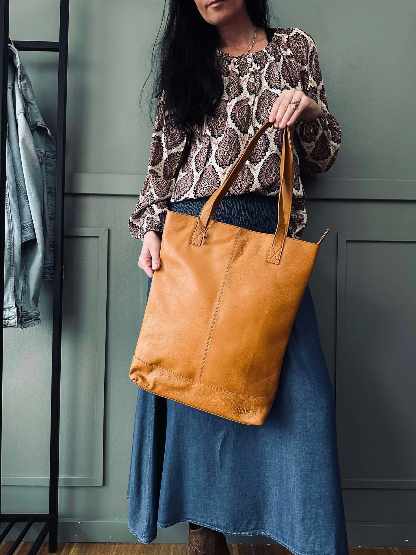 Shopper Marina i mykt skinn - Cognac - Image 6