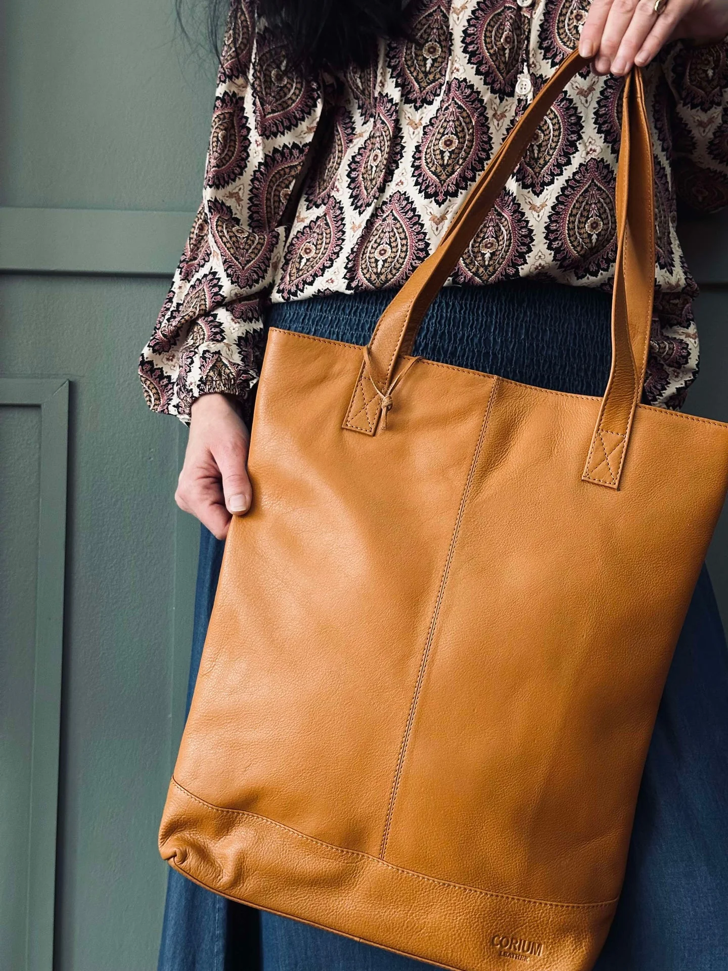 Shopper Marina i mykt skinn - Cognac - Image 7