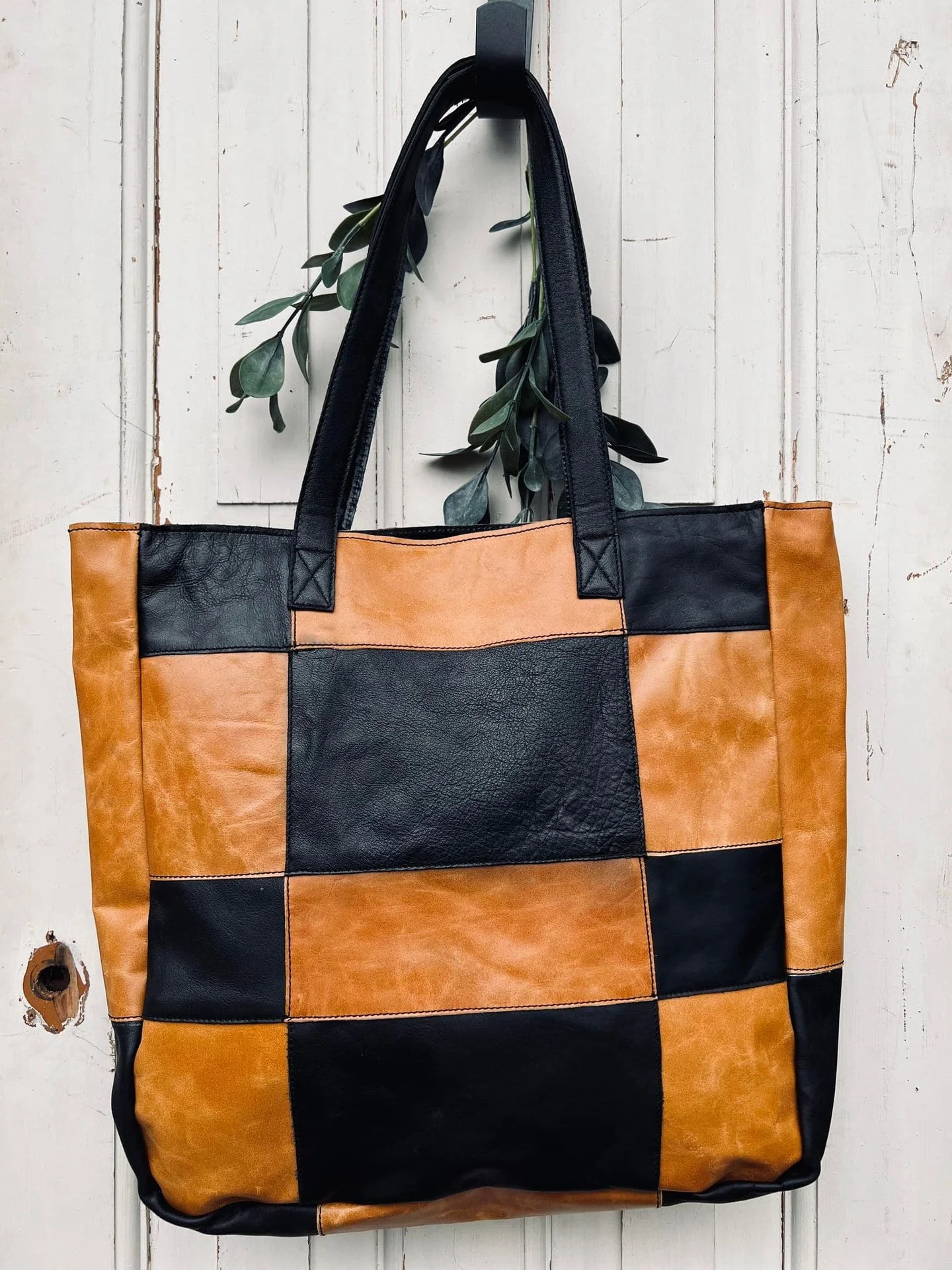 Shopper PATCHWORK - Cognac / Svart