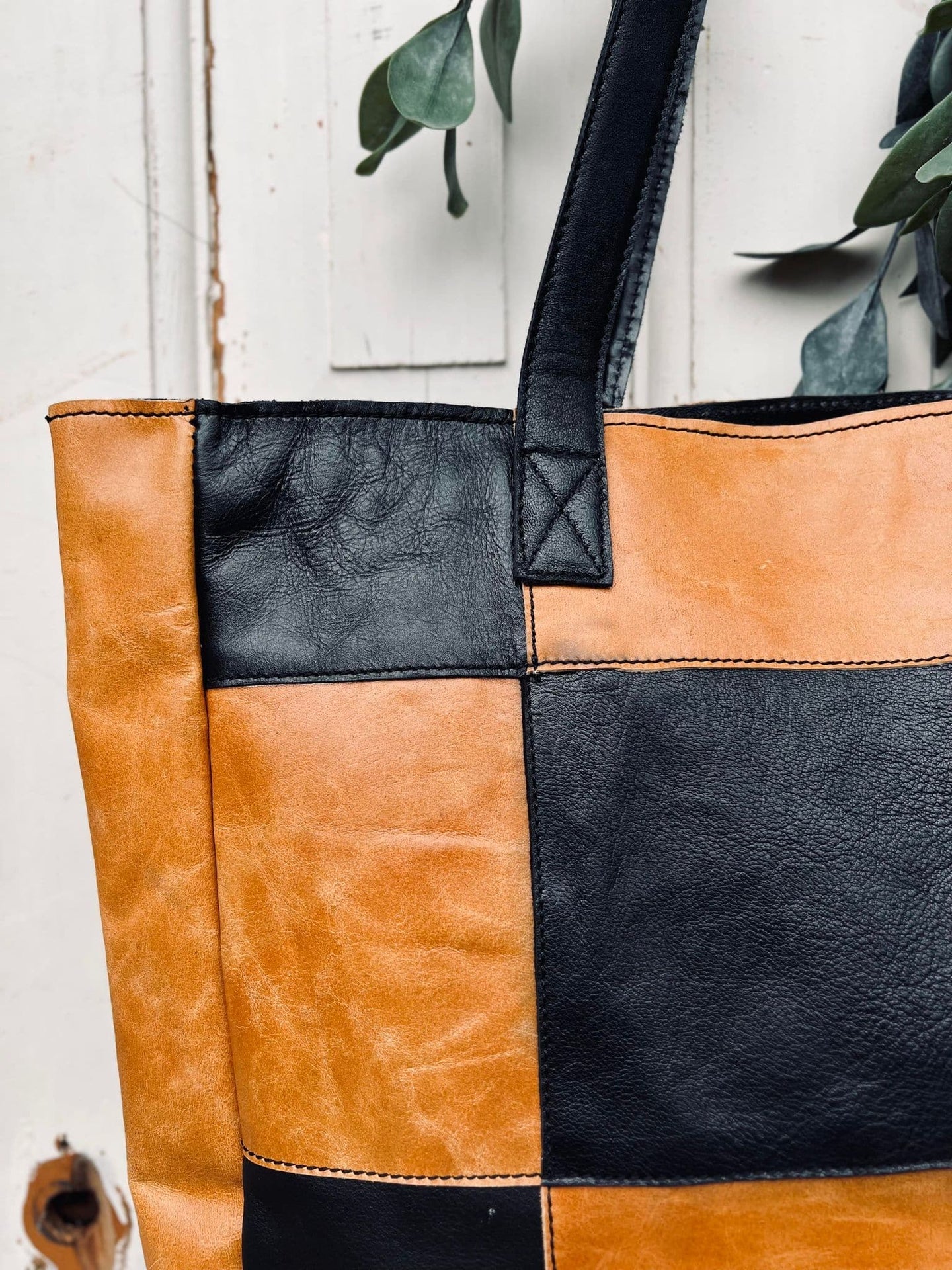 Shopper PATCHWORK - Cognac / Svart - Image 4