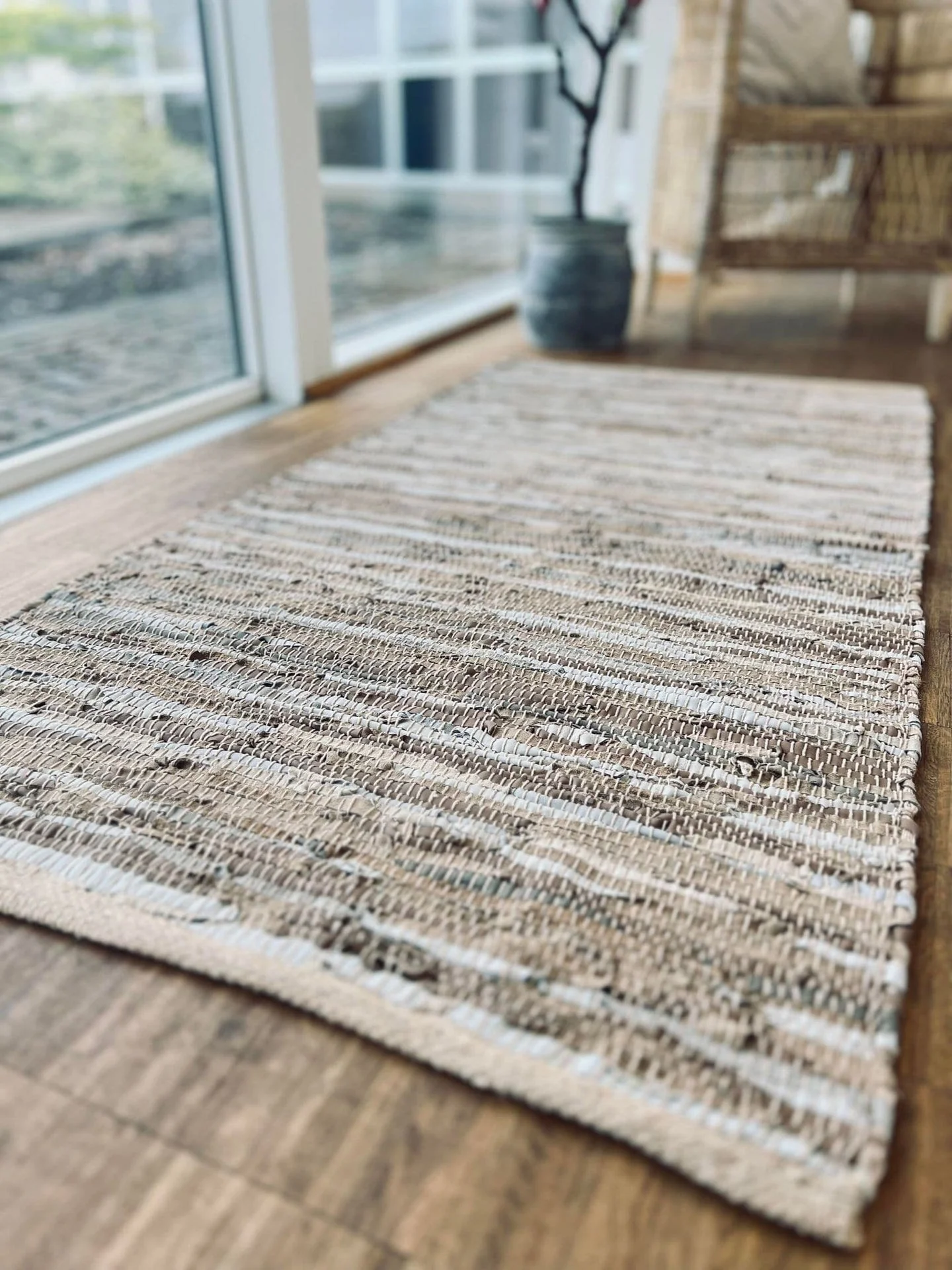 Gulvteppe i lær - 70x140 cm Beige - Image 2