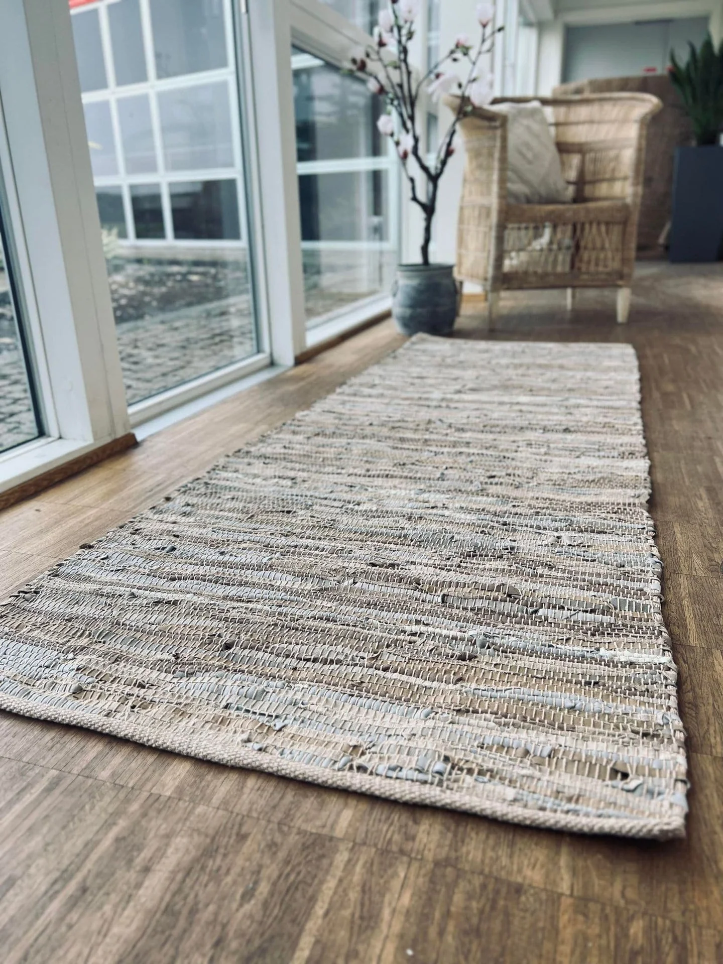 Gulvteppe i lær - 70x200cm Beige - Image 4
