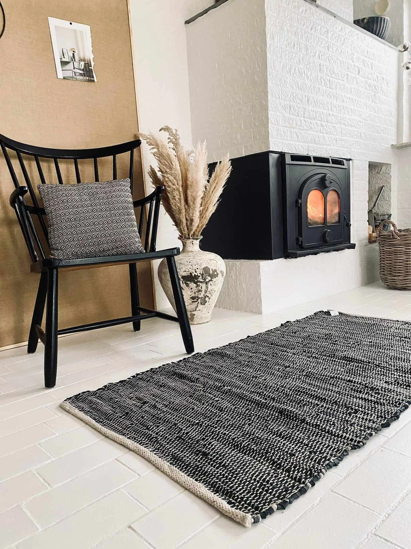 Gulvteppe i skinn med hvit tråd - 70x200cm - Image 3