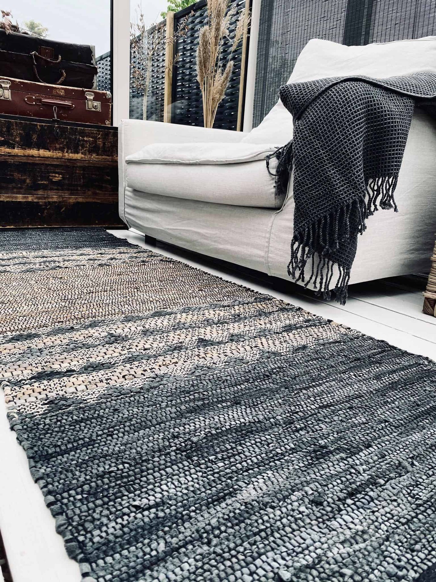 Gulvteppe i skinn - Naturfarget mønster - 70x200 cm