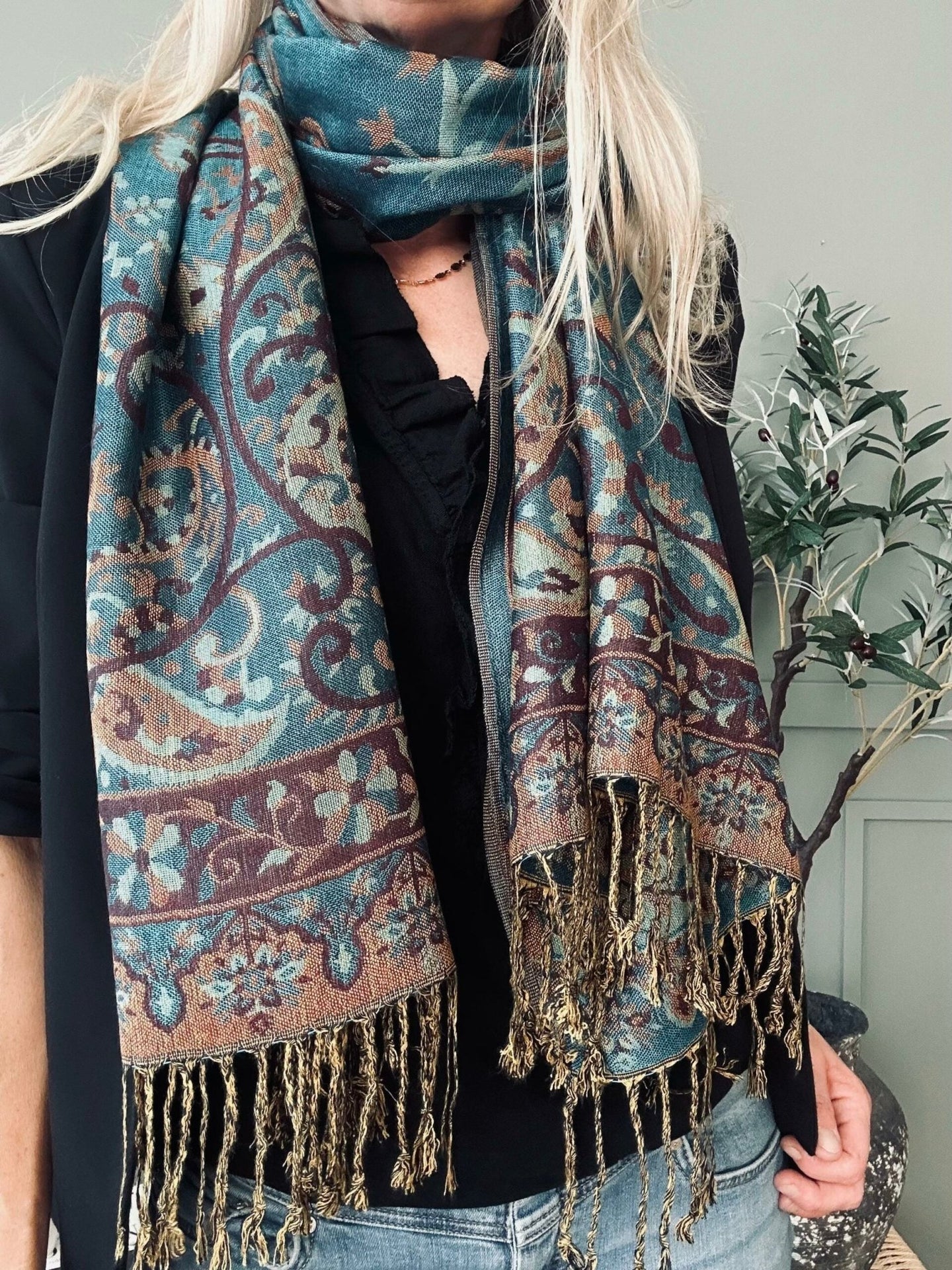 Skjerf Paisley – Petroleum - Image 3