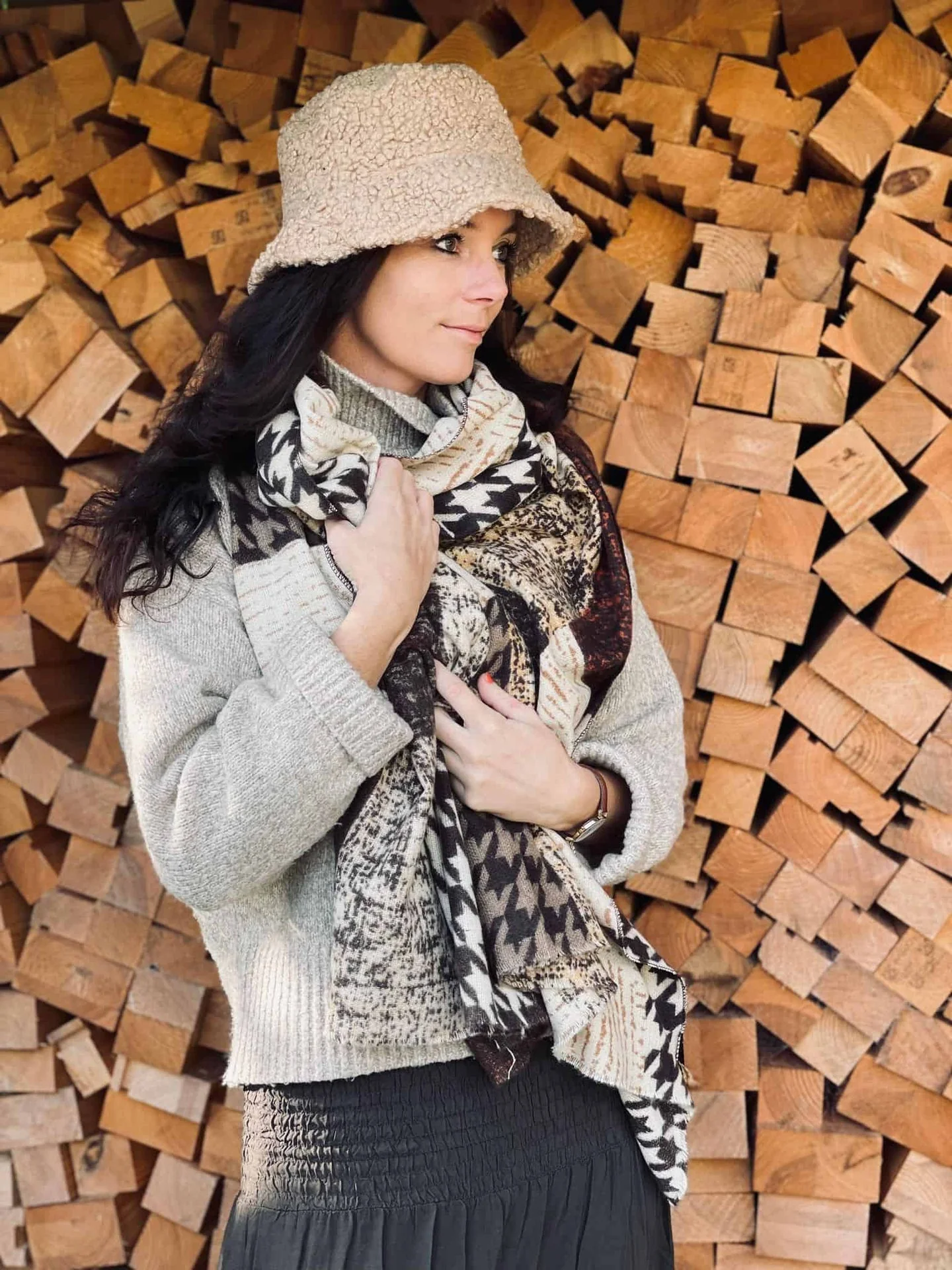 Skjerf - patchwork brown - Image 2
