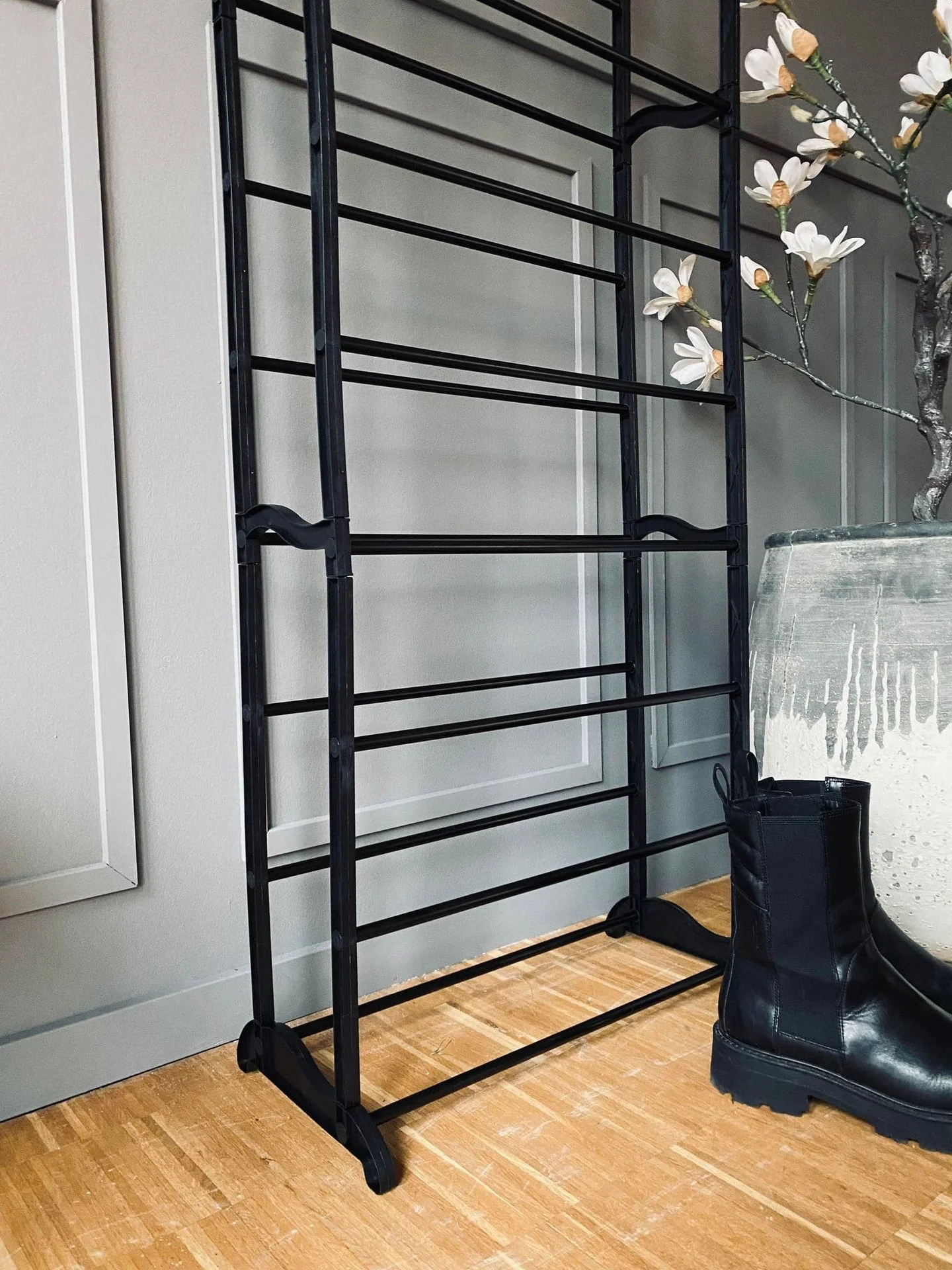 Skohylle med 10 hyller - Svart plast - Image 2