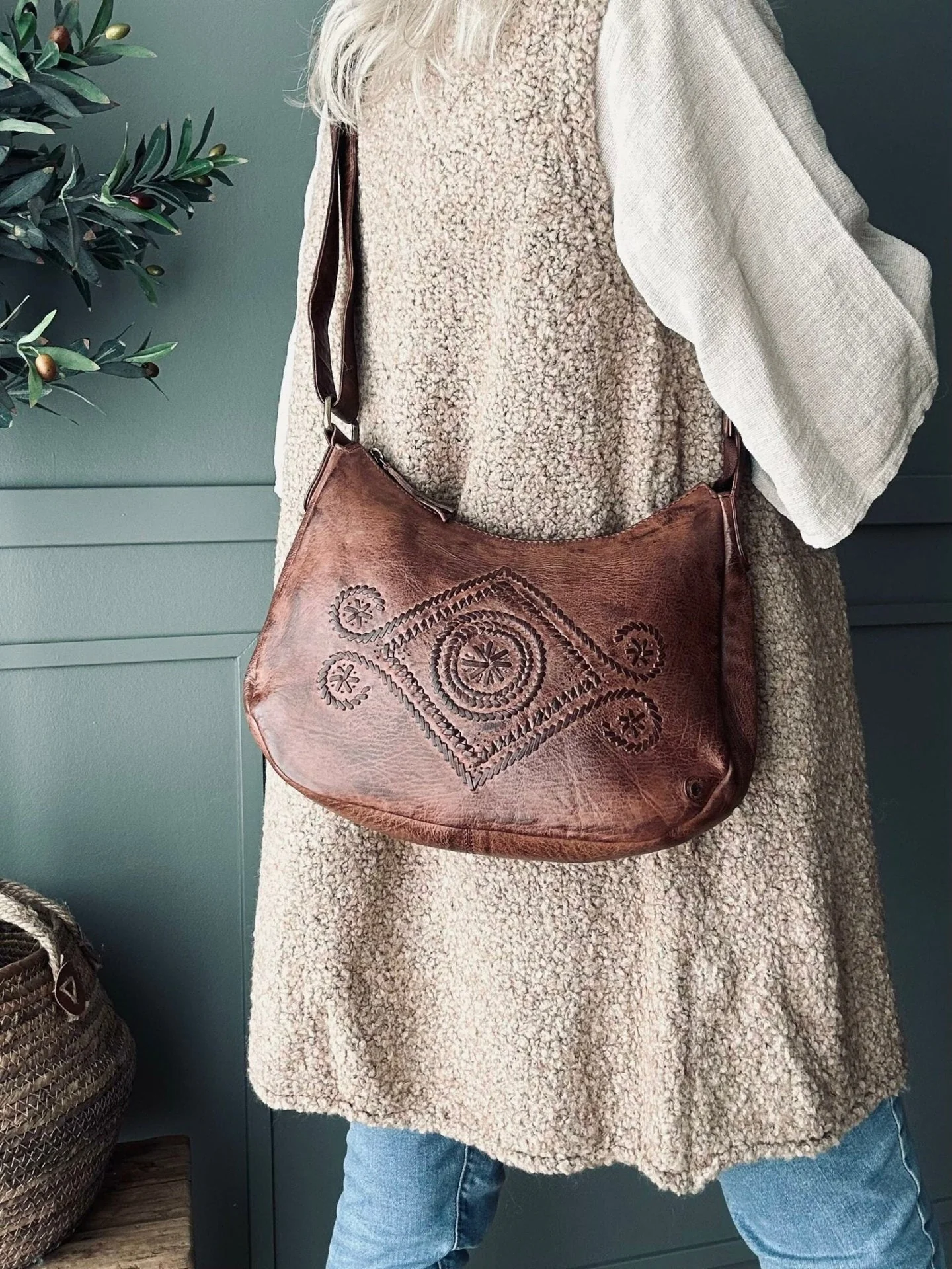 Skulderveske Boho brandy