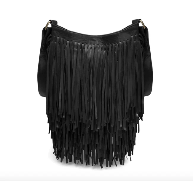 Crossbody COW BLACK - med frynser - Image 3