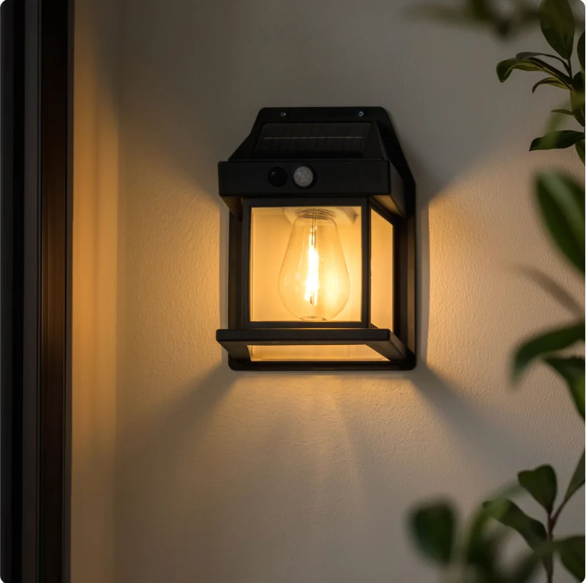 Solcelle utendørslampe til vegg - med sensor - Image 4