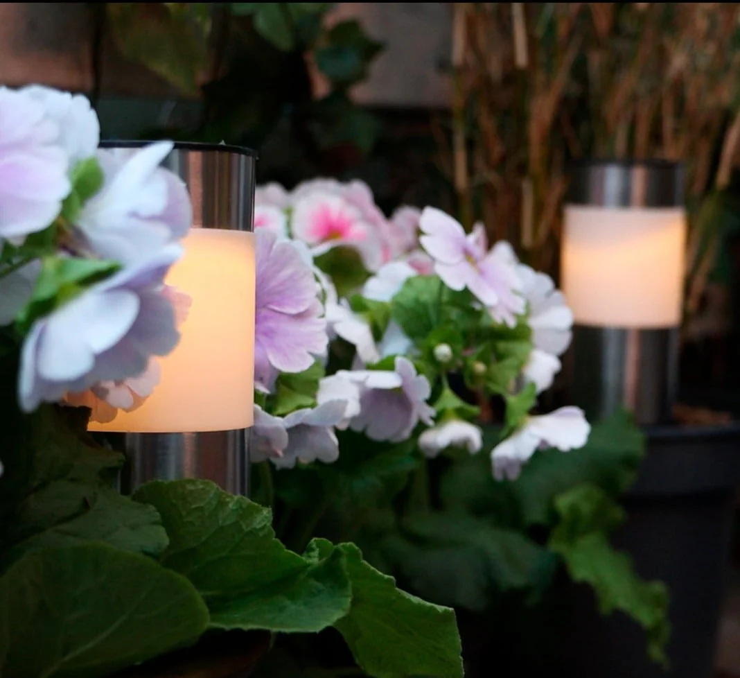Solcellelampe i stål - 4 stk - Image 3