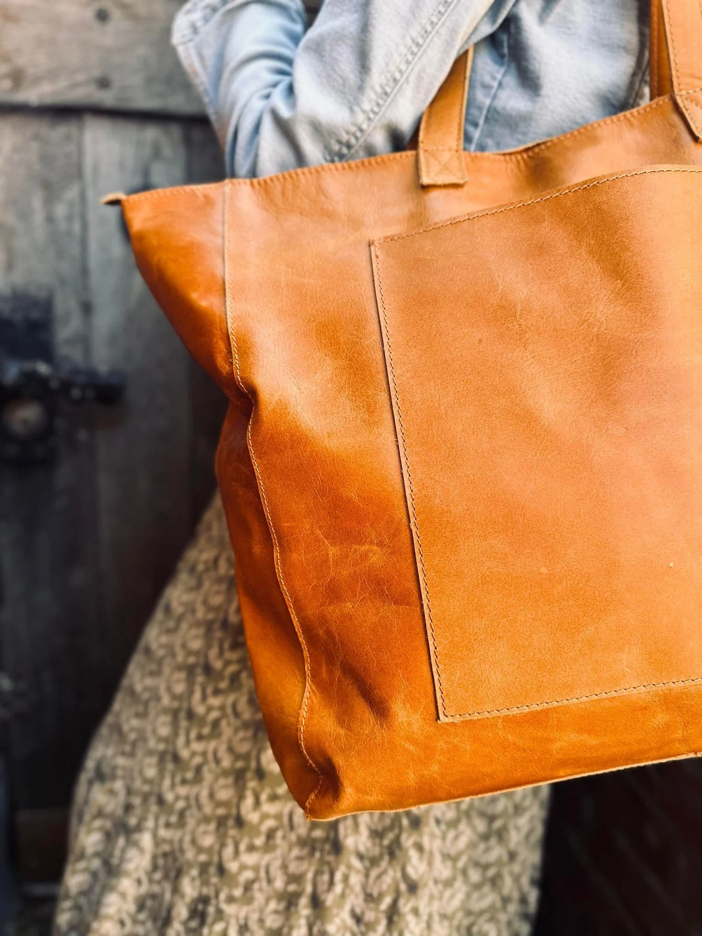 Shopper XL OLINE Cognac – Bøffellær - Image 14