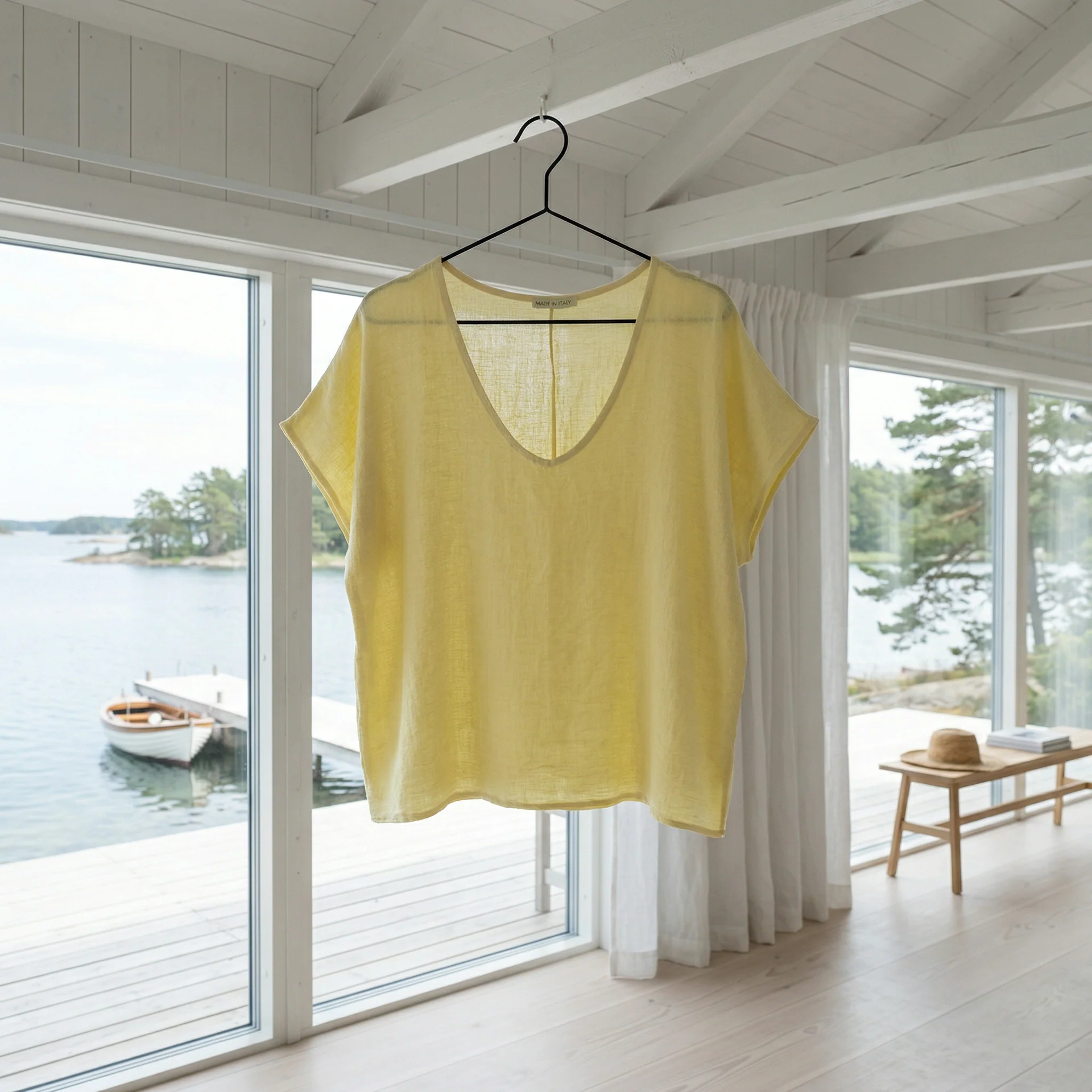 T-skjorte Cozy linblanding - Gul - Image 2