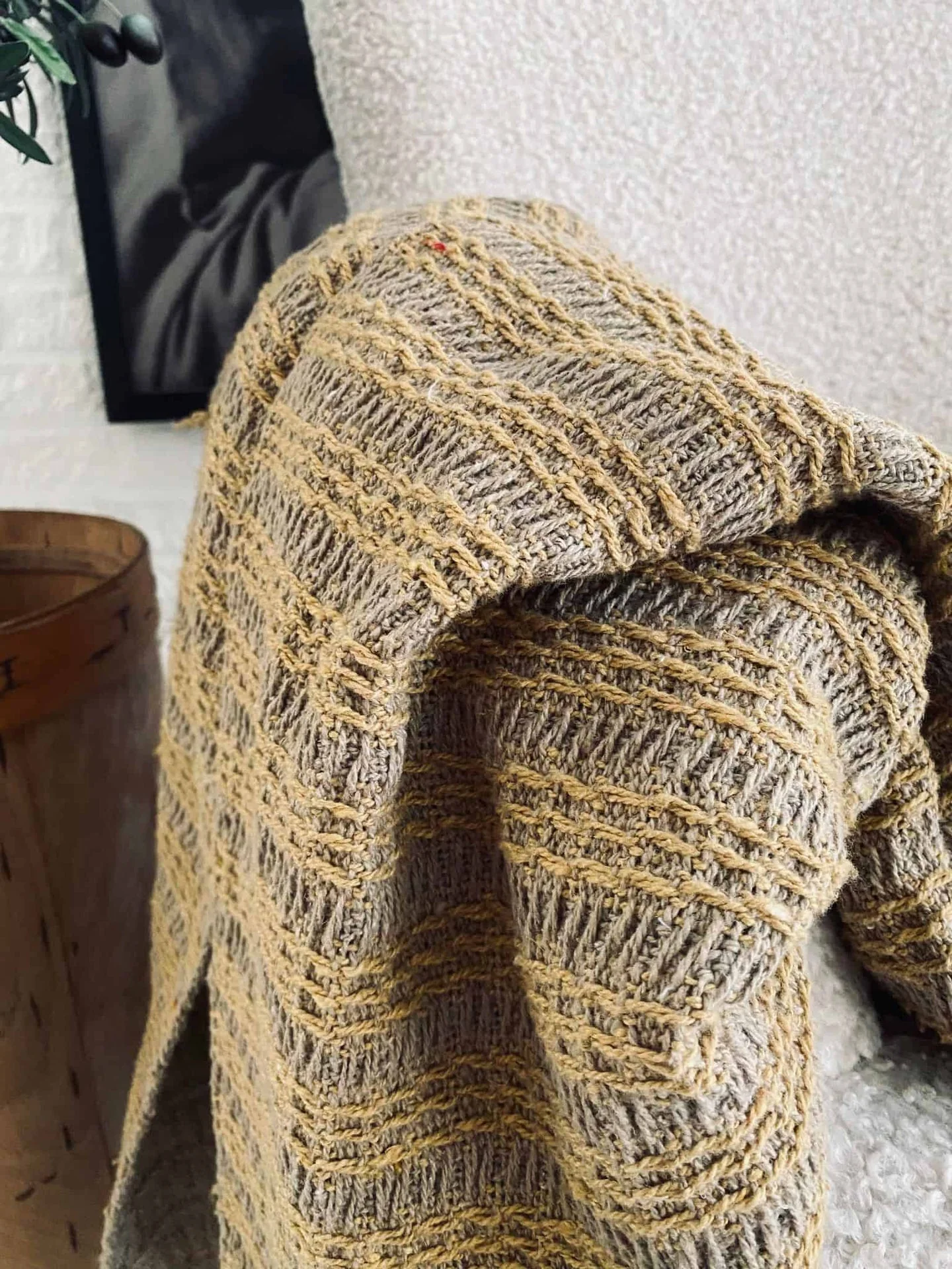 Teppe gjenvunnet bomull – Gul / Beige Stripe - Image 4